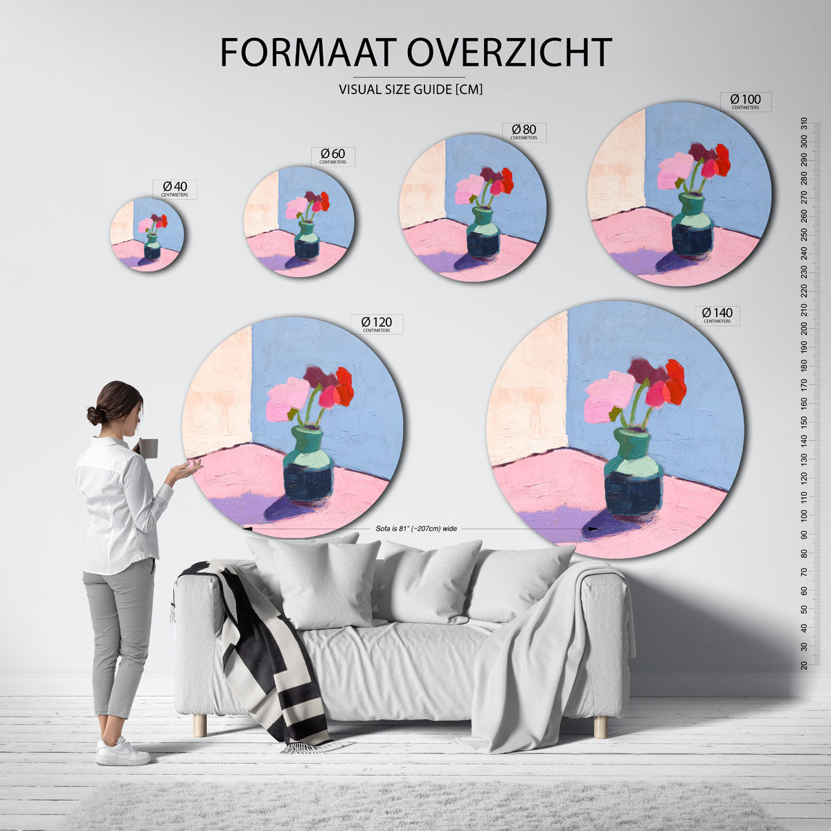 Bloemen in vaas Muurcirkel