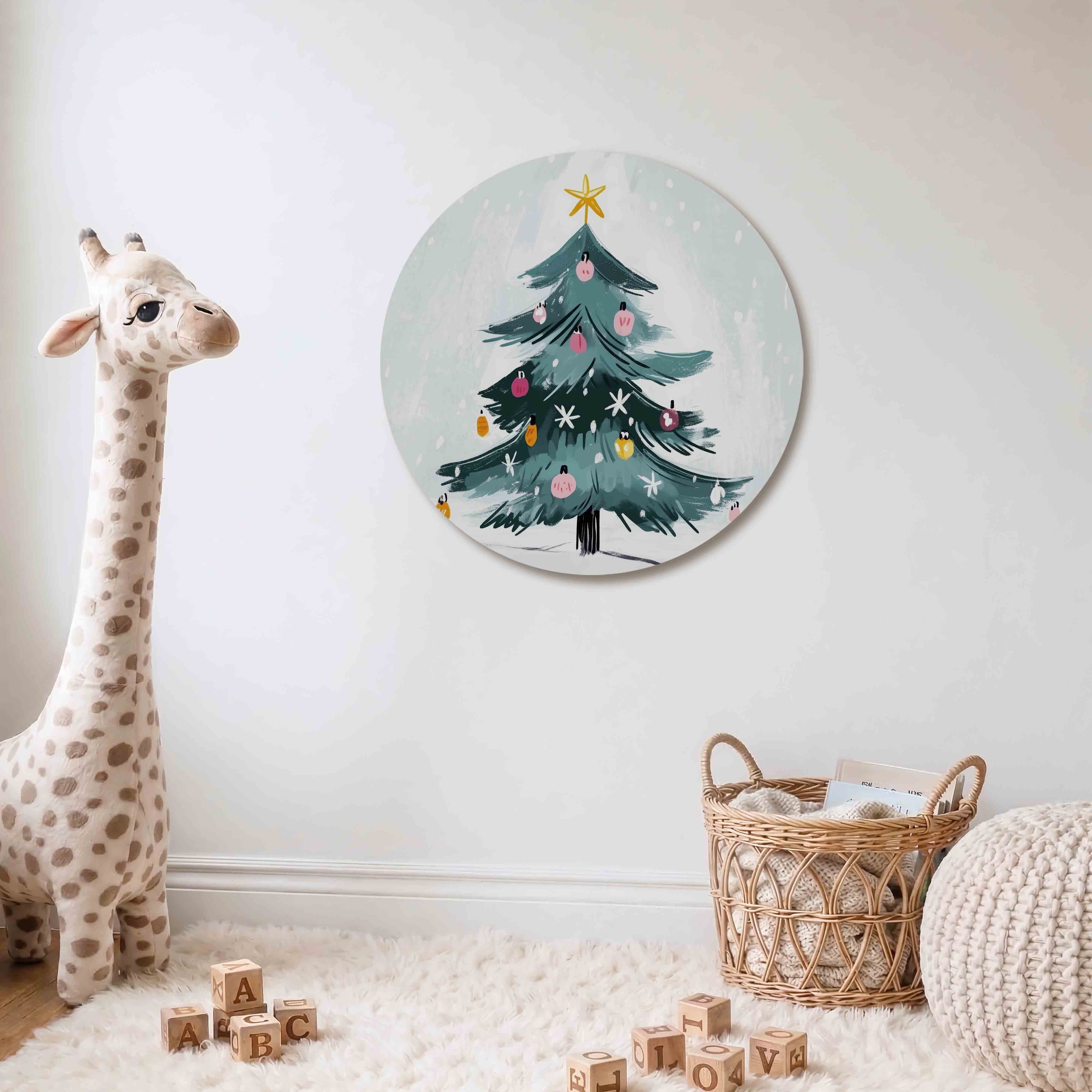 Kerstboom met versiering Muurcirkel
