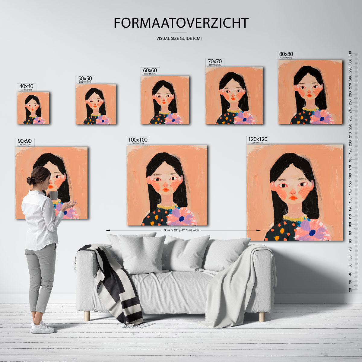 Portret met bloem Poster