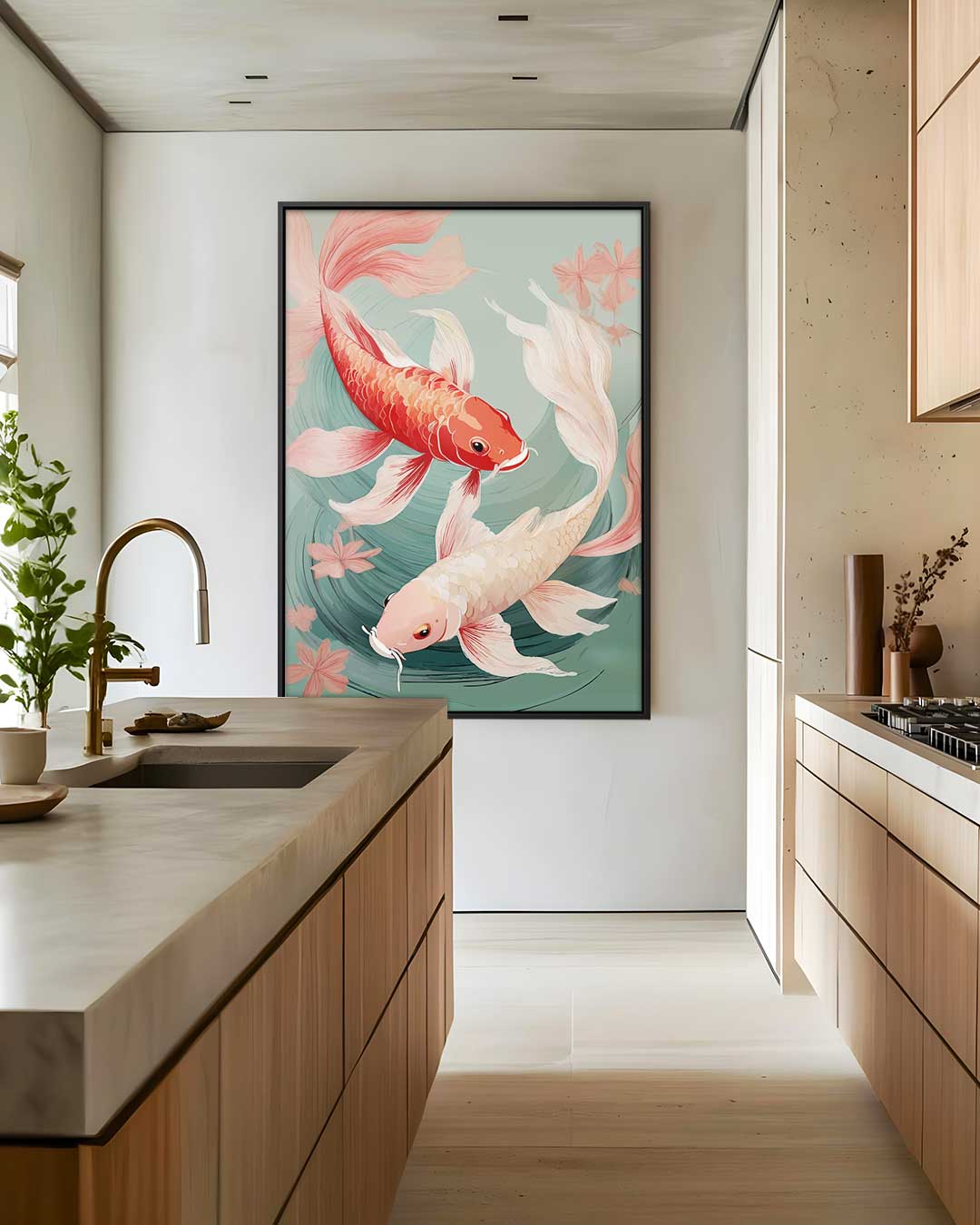 Vrolijke Koi-vissen op Rustige Rivier Kunstwerk-canvas-dibond-plexiglas-wanddecoratie-WallArtistic