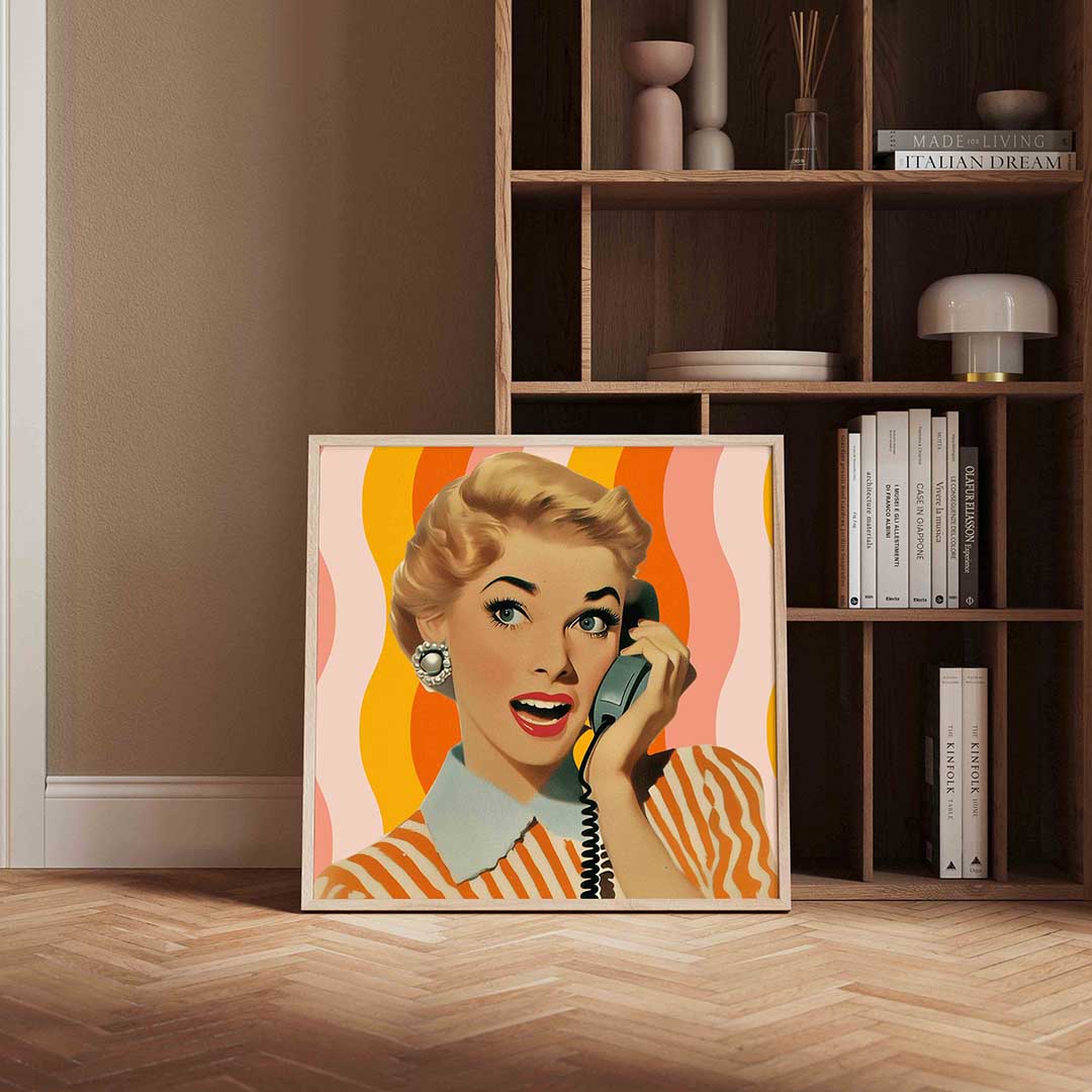Vrouw met telefoon Poster