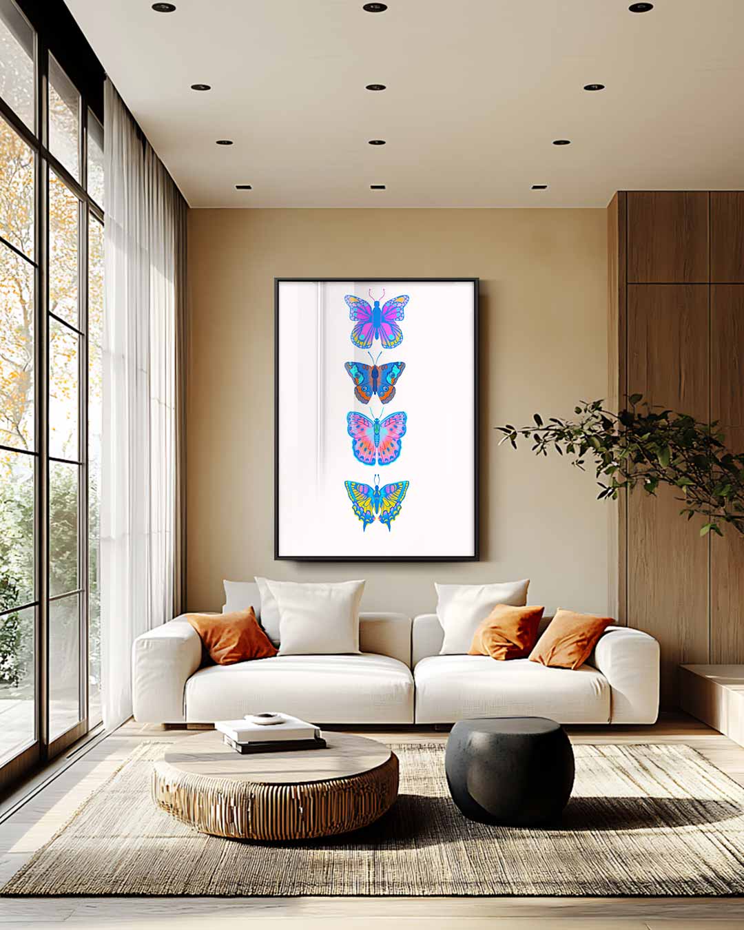 Kleurrijke Vlinders Parade Kunstwerk-canvas-dibond-plexiglas-wanddecoratie-WallArtistic