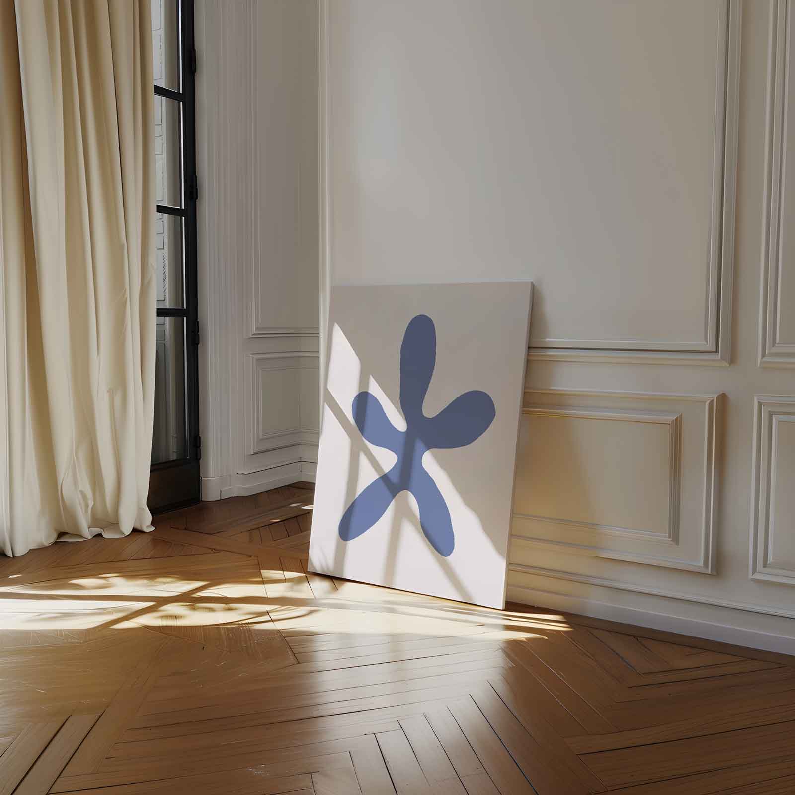 Blauwe Bloem Abstractie Kunstwerk-canvas-dibond-plexiglas-wanddecoratie-WallArtistic