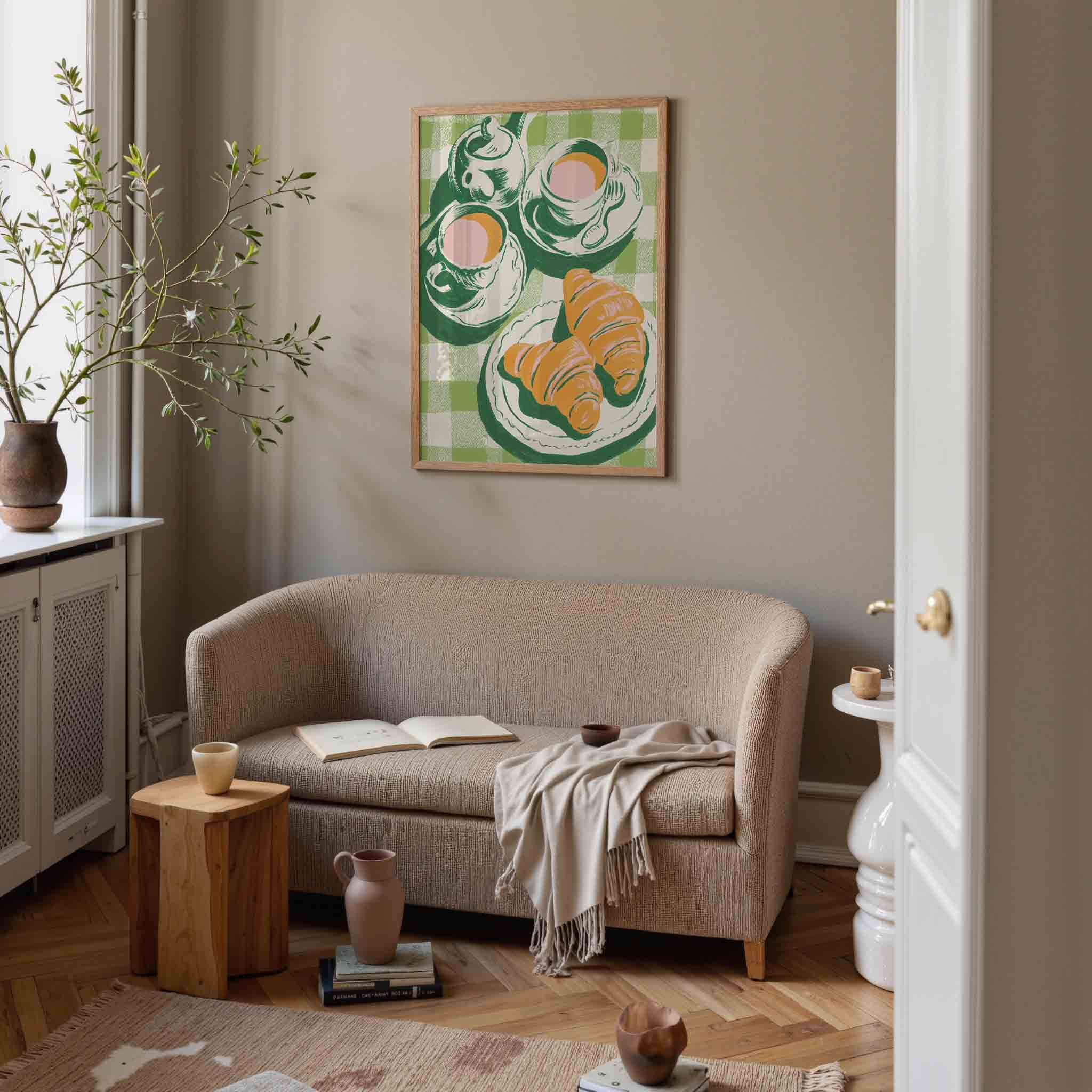 Ontbijt met croissants Poster