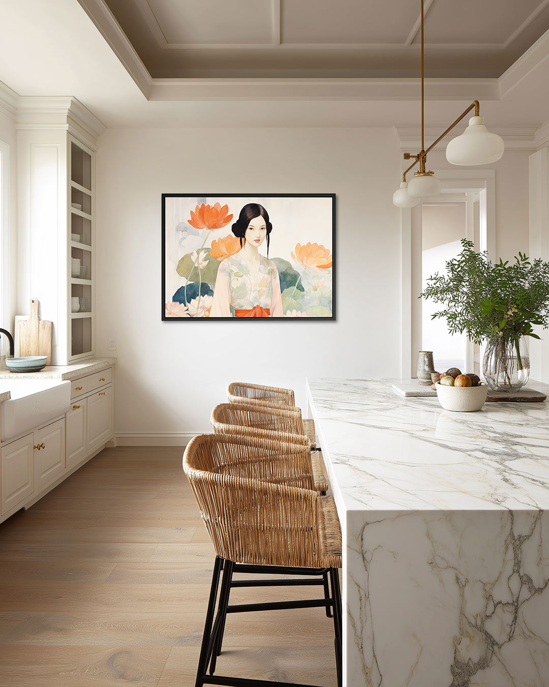 Vrouw met bloemen Kunstwerk
