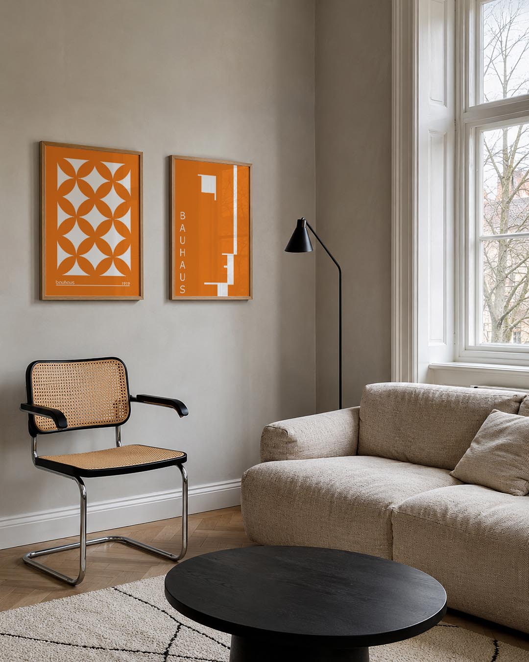 Oranje cirkelpatroon Posterset