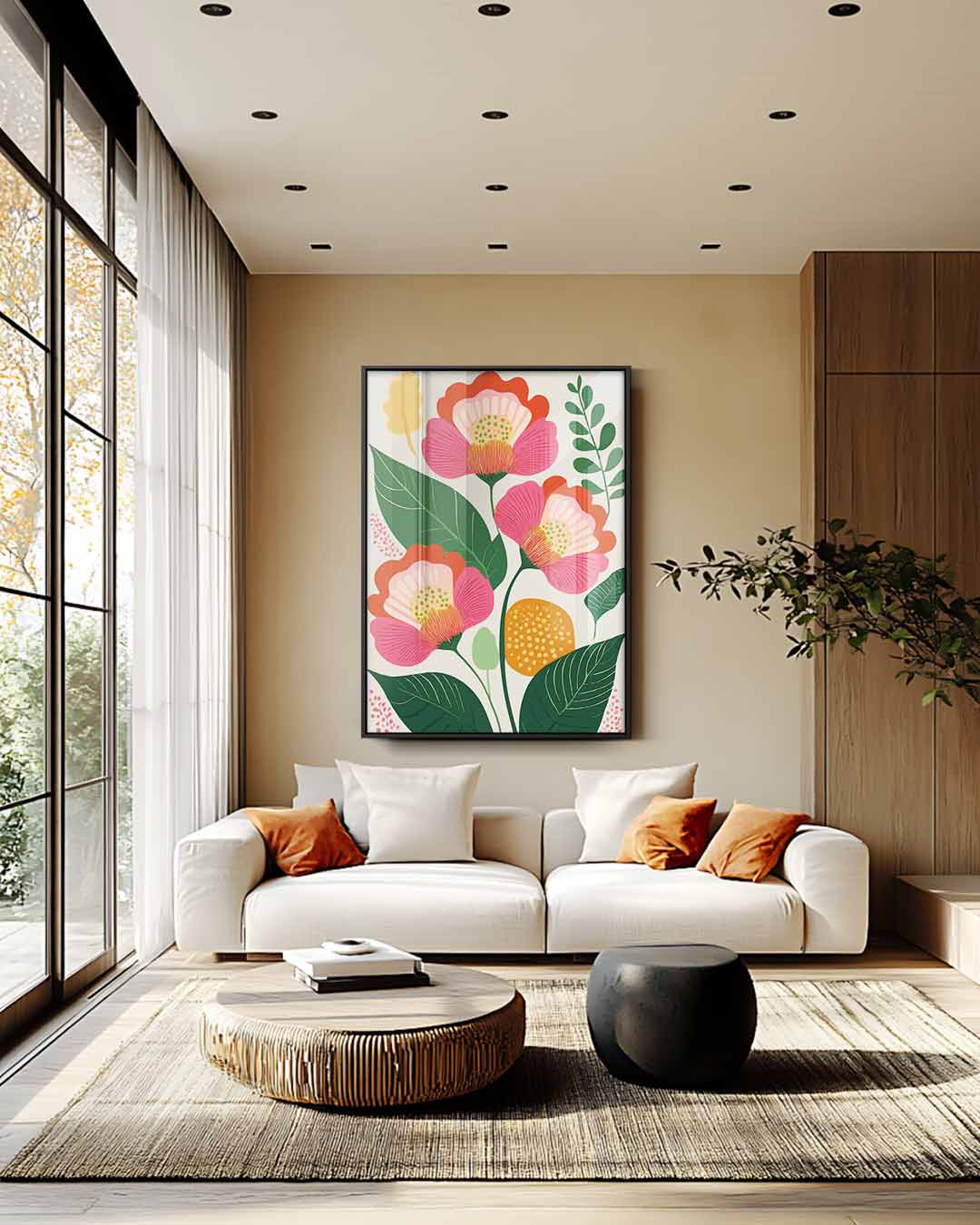 Bloemenpracht in Boho Stijl Kunstwerk-canvas-dibond-plexiglas-wanddecoratie-WallArtistic