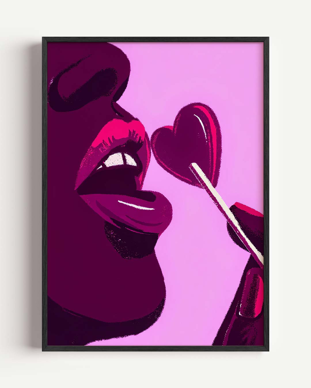 Verleidelijke Lippen en Hart Lolly Poster-WallArtistic