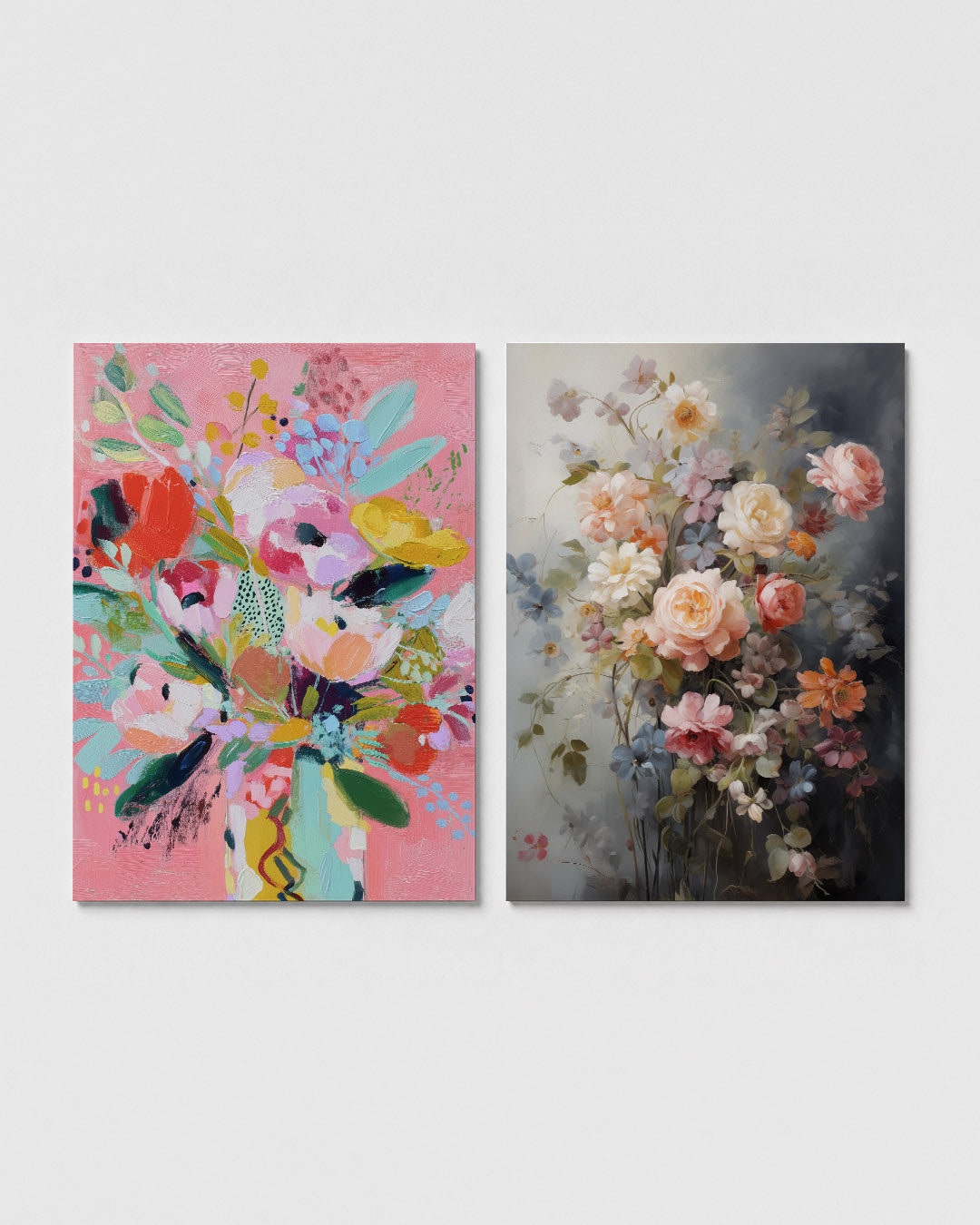 Bloemrijke kleurvlakken Posterset