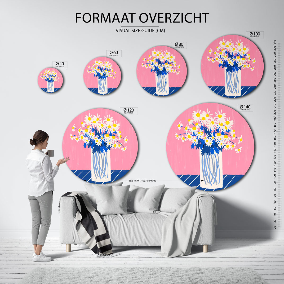 Bloemen in vaas Muurcirkel