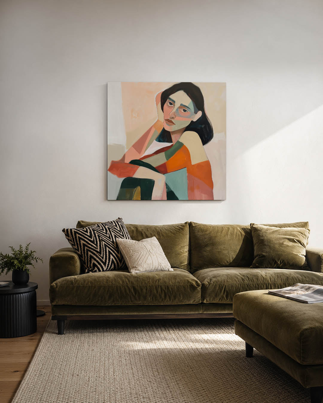 Vrouwelijk portret kleuren Kunstwerk