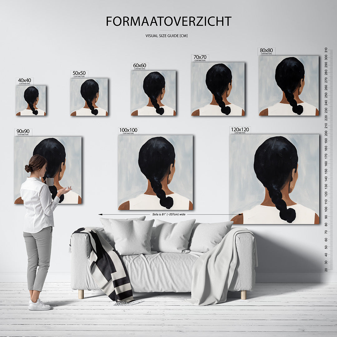 Vrouwelijke silhouet achteraanzicht Kunstwerk