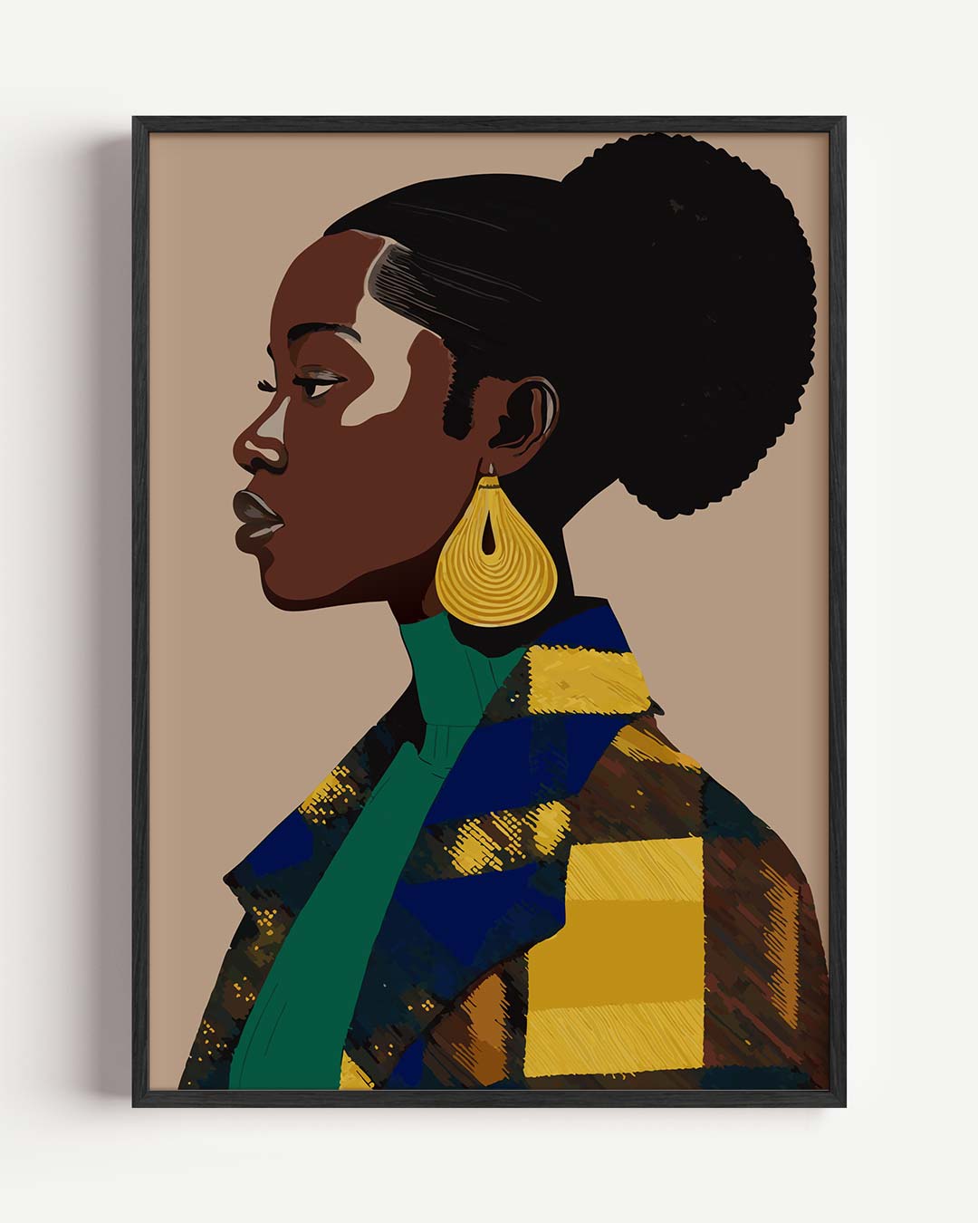 Chic Portret Met Gouden Accenten Poster-WallArtistic