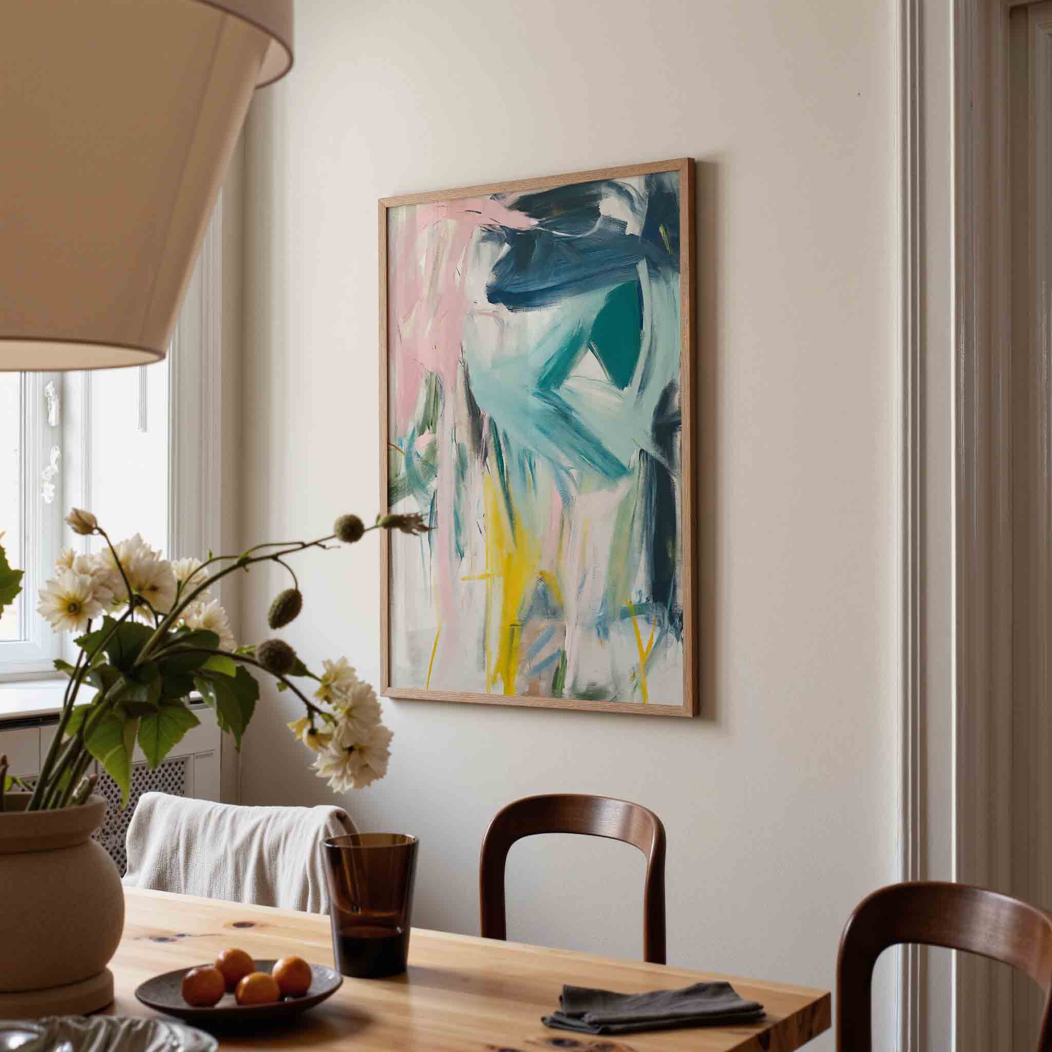 Abstracte penseelstreken Poster