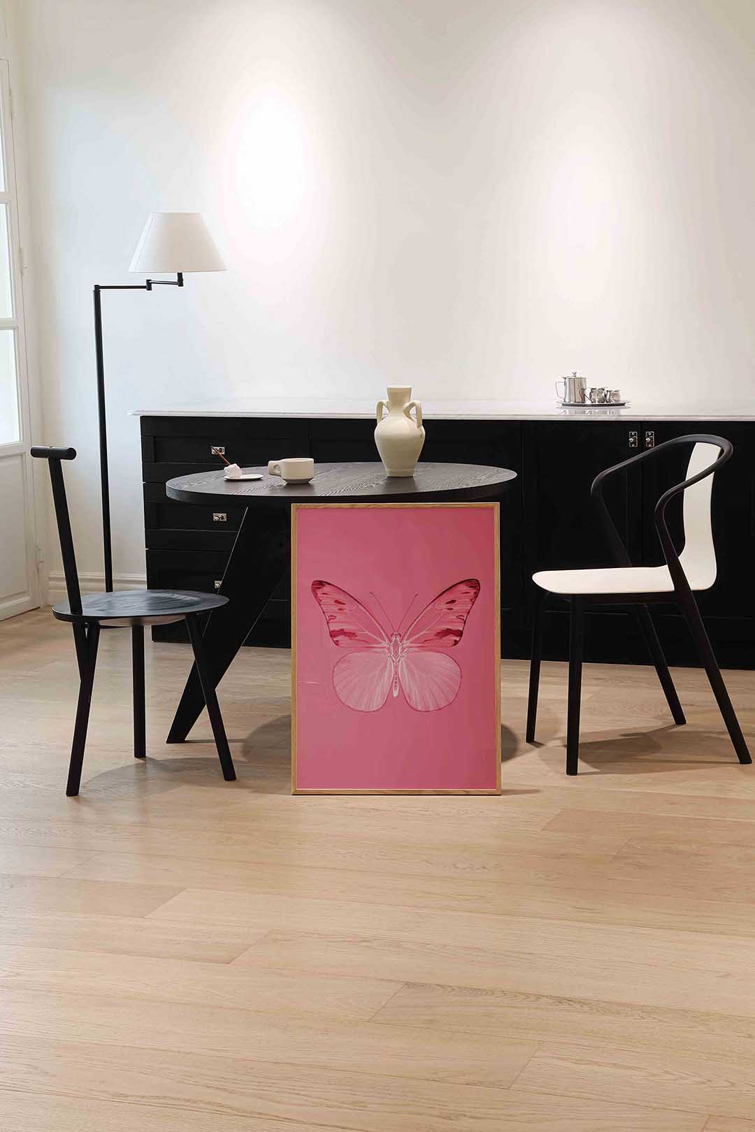 Vlinder op roze Poster