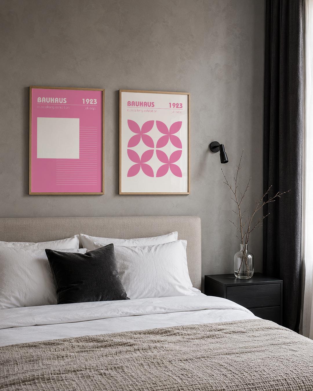 Roze lijnenstructuur Posterset