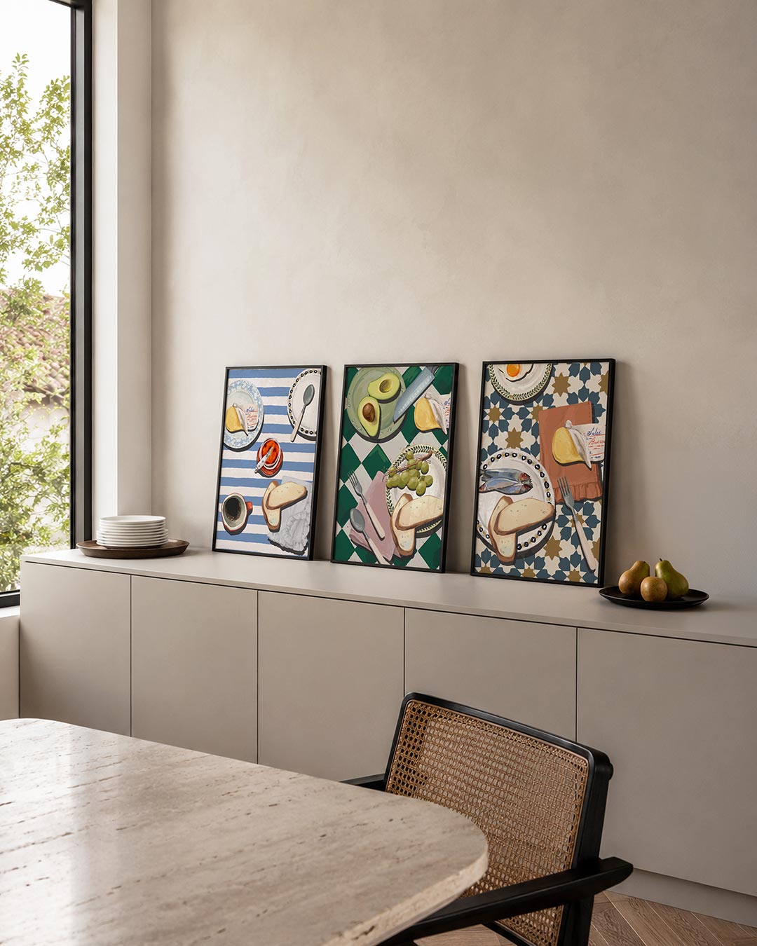 Ontbijt en strepen Posterset