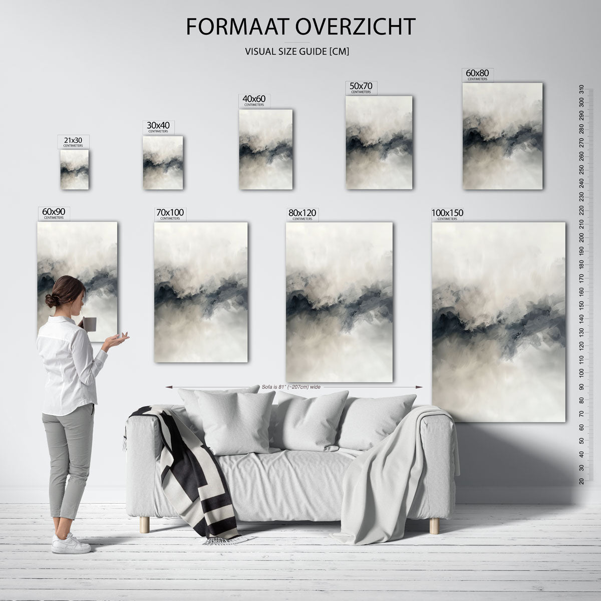 Abstracte grijze vormen Poster