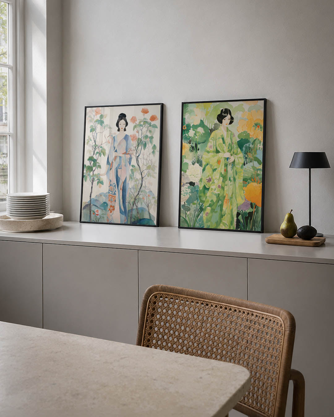 Vrouw en bloemen Posterset