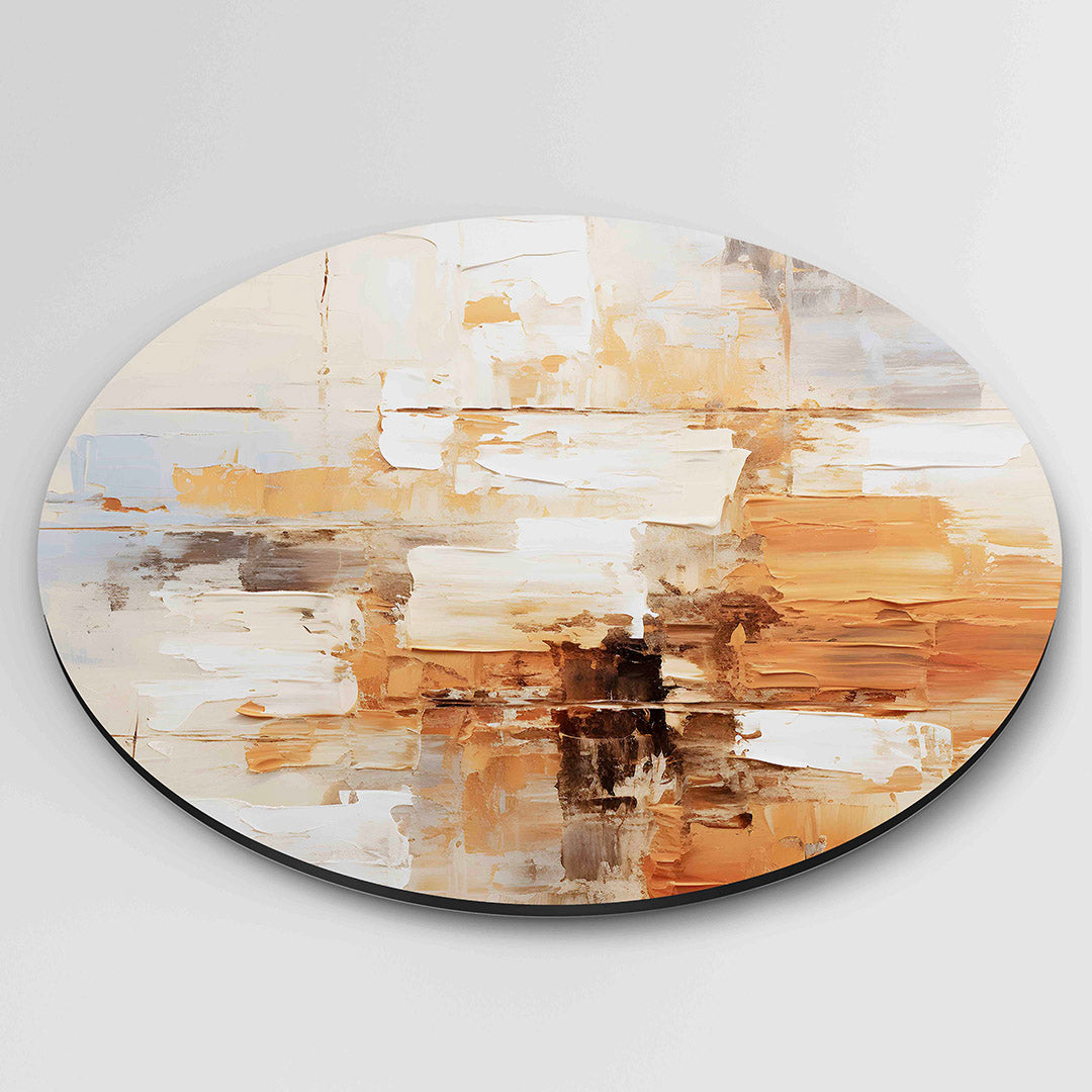 Abstracte beige en oranje Muurcirkel
