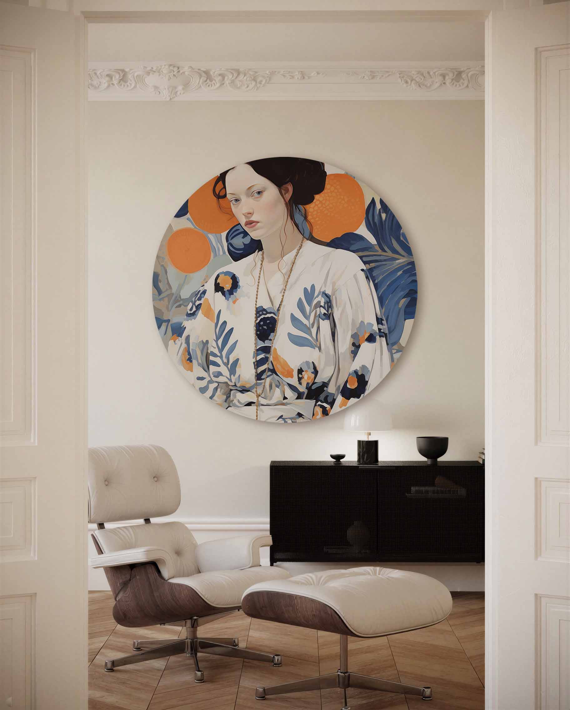 Vrouw met bloemen Muurcirkel
