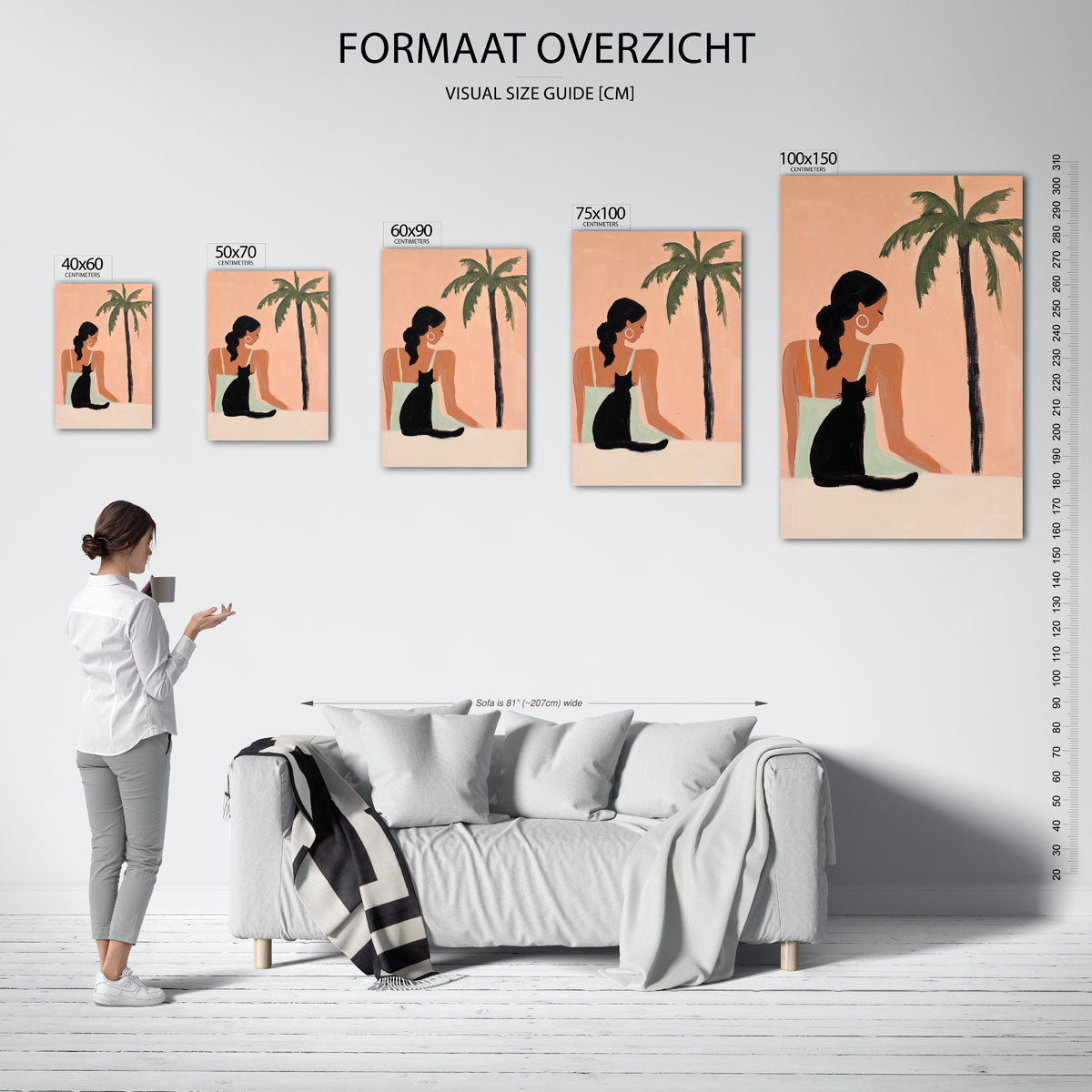Vrouw en palmboom Kunstwerk