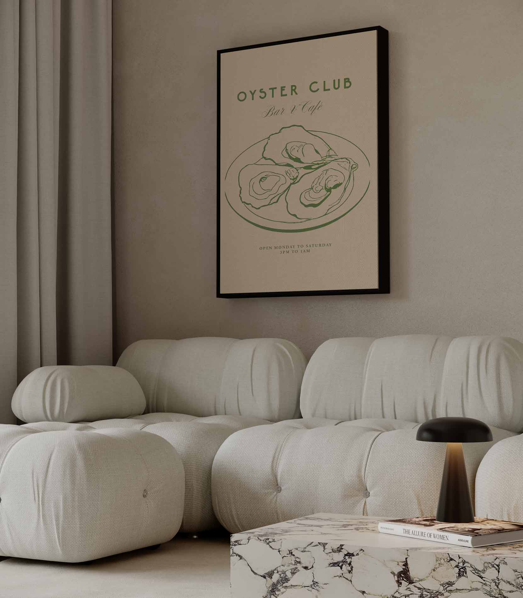 Oyster Club Illustratie Kunstwerk-canvas-dibond-plexiglas-wanddecoratie-WallArtistic
