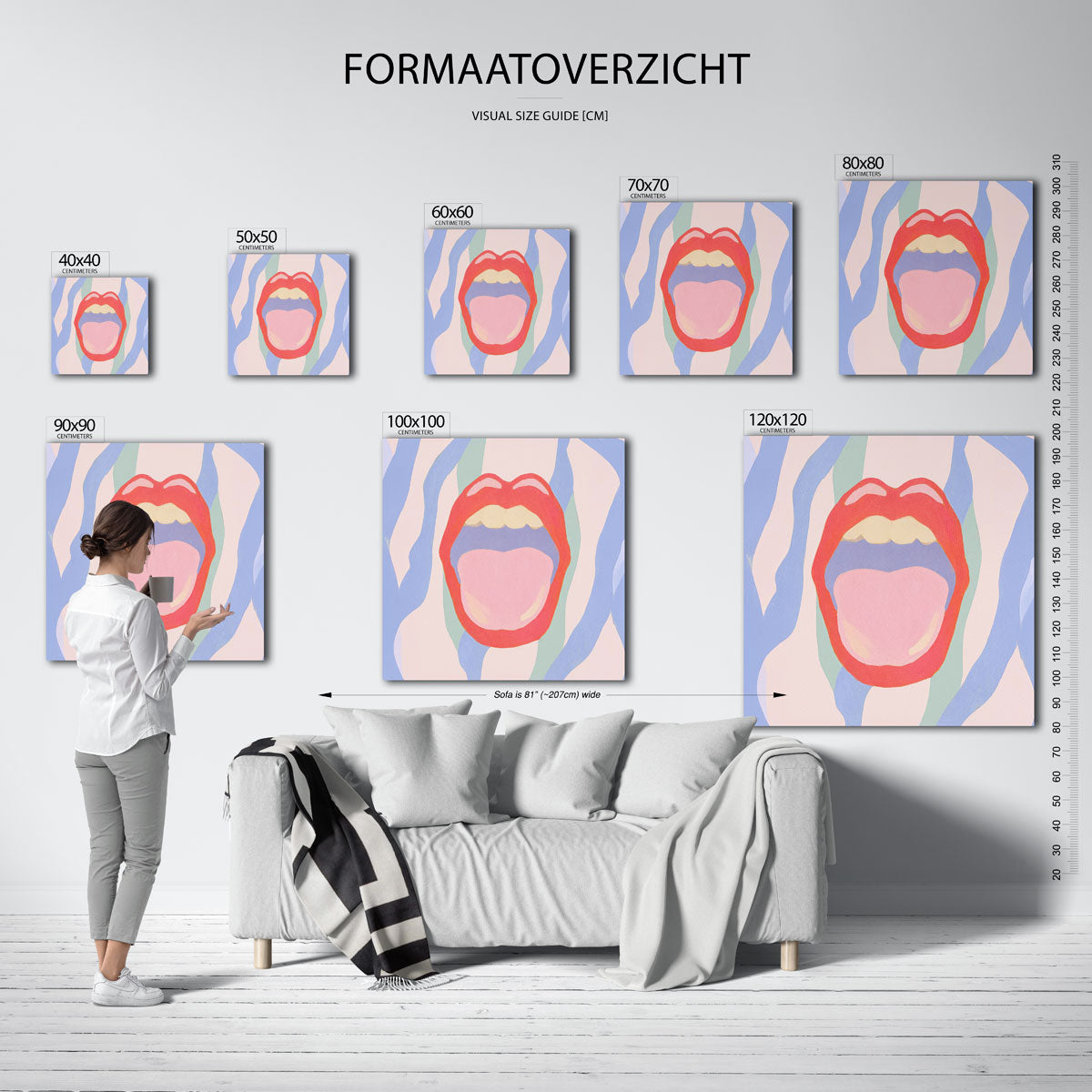 Mond met golvende lijnen Poster