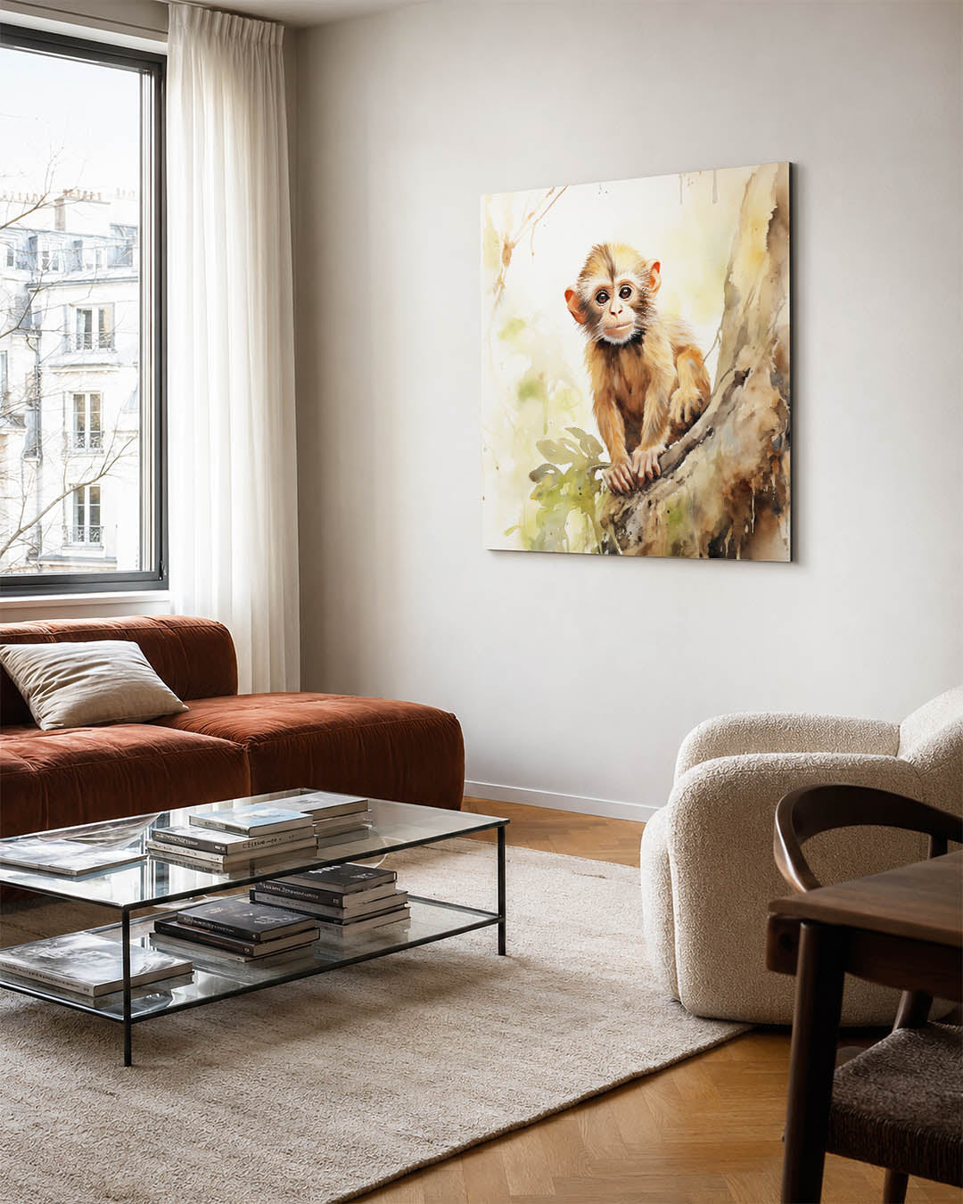Jonge aap op boom Kunstwerk
