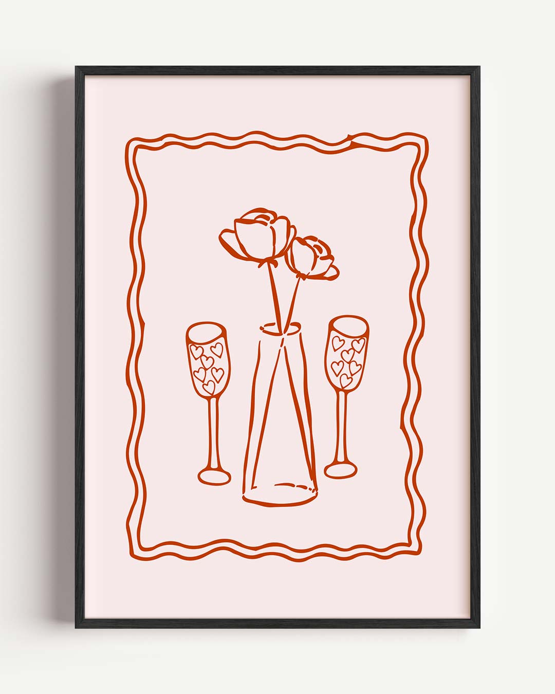 Romantische Bloemen en Hartjes Poster-WallArtistic