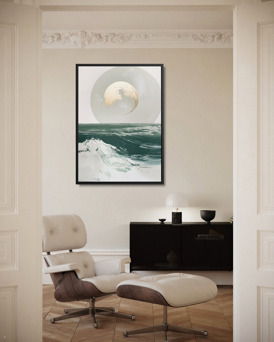 Golven en maan Kunstwerk