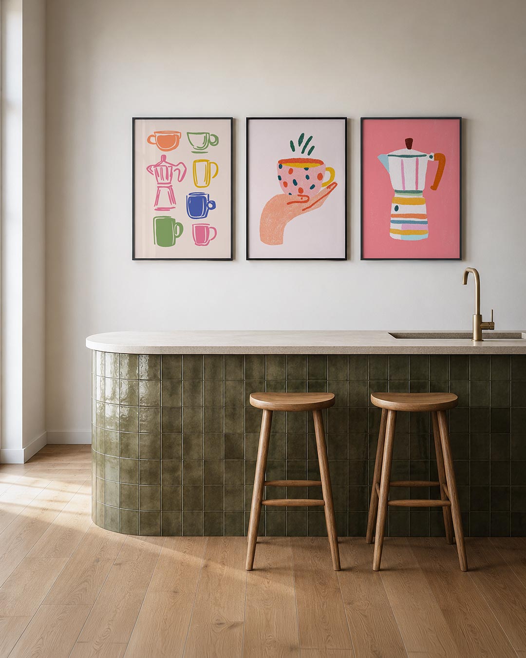 Kleurrijke koffievormen Posterset
