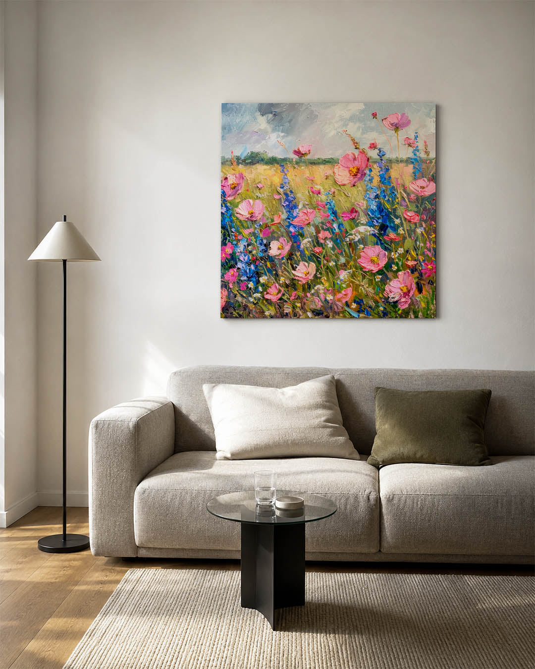 Bloemenweide schilderij Kunstwerk