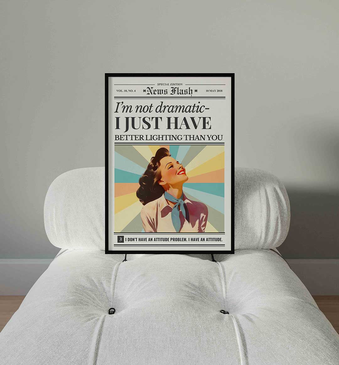 Vrouw met kleurrijke achtergrond Poster