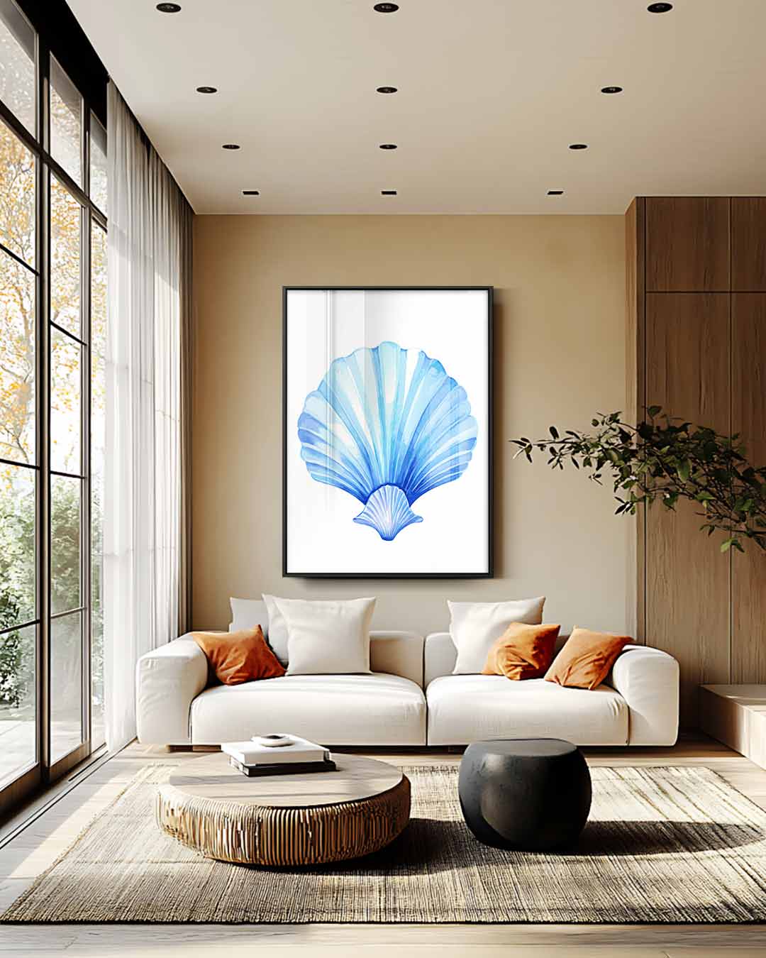 Blauwe Schelp Kunstwerk Kunstwerk-canvas-dibond-plexiglas-wanddecoratie-WallArtistic