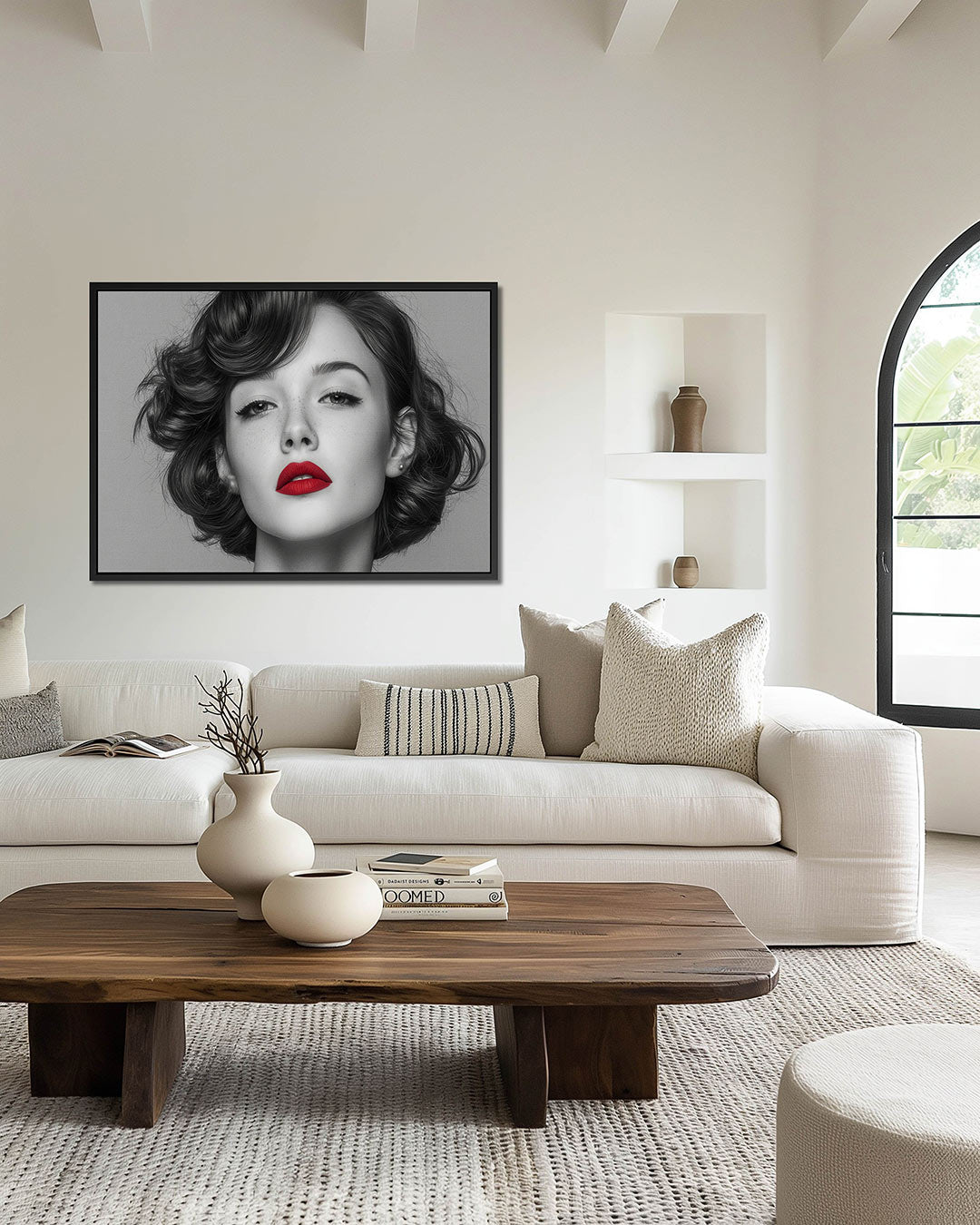 Portret met rode lippen Kunstwerk