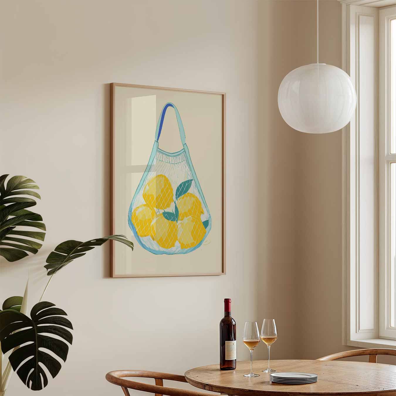 Zomerse Citroen Net-Tas Poster-WallArtistic