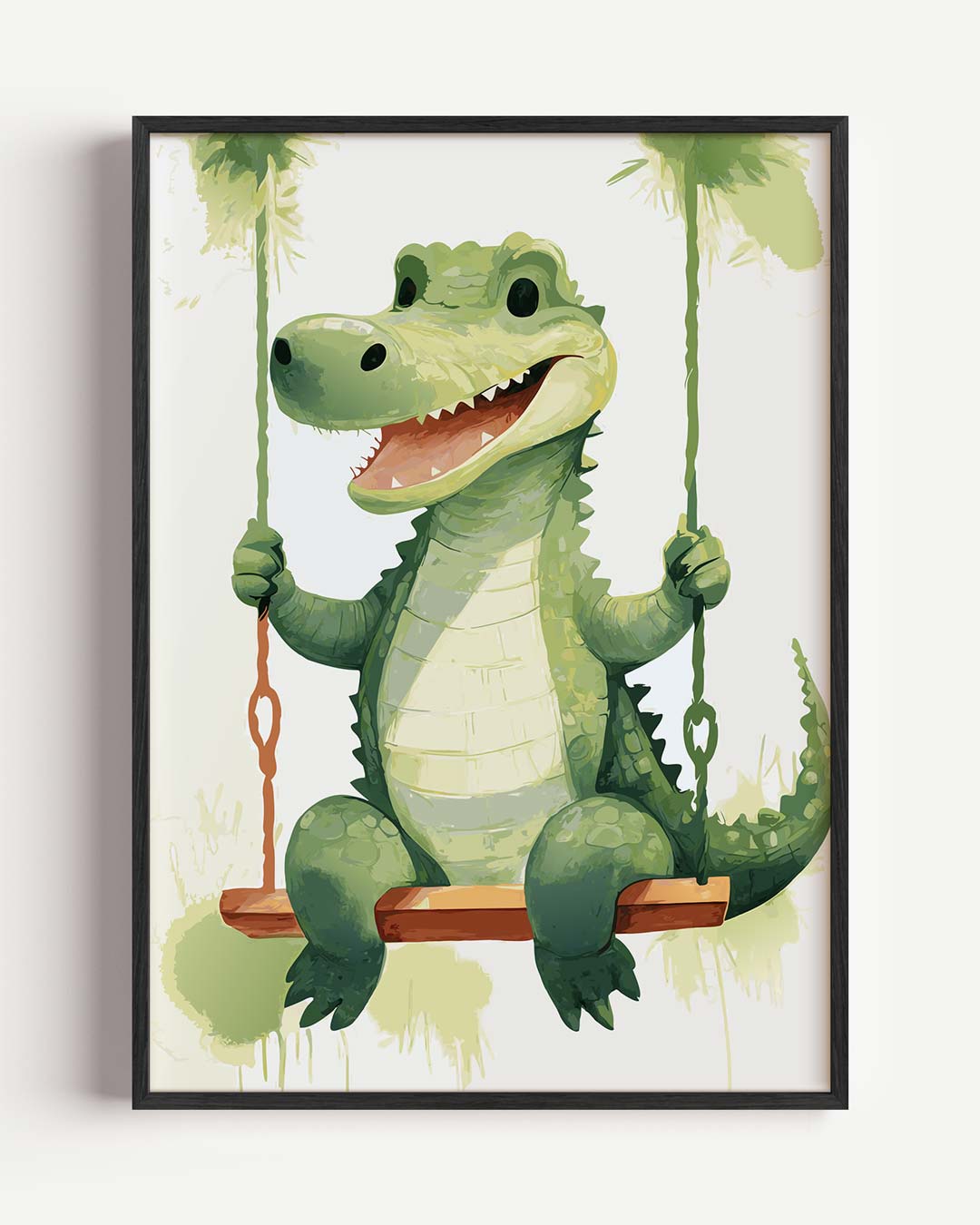 Schattige Krokodil op Schommel Poster-WallArtistic