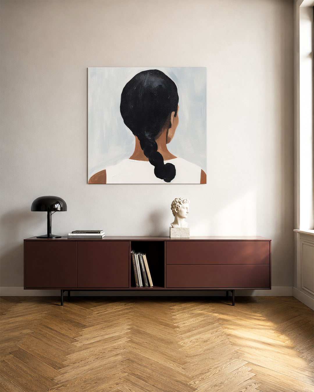 Vrouwelijke silhouet achteraanzicht Kunstwerk