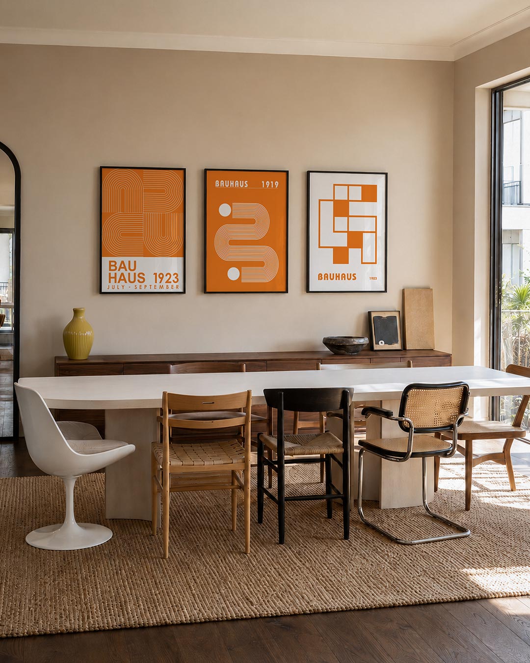 Oranje lijnenspel Posterset