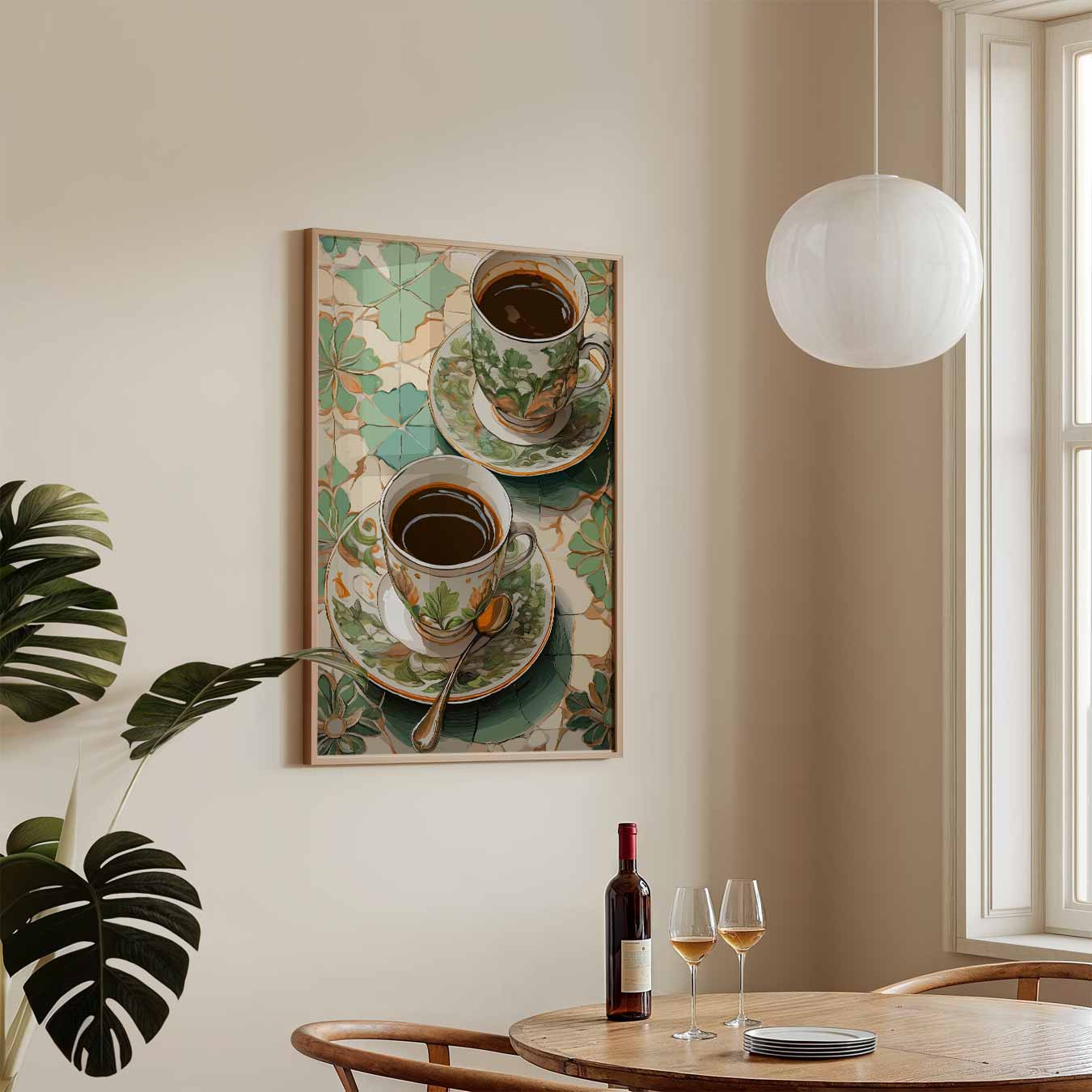 Botanische Koffietijd Poster-WallArtistic