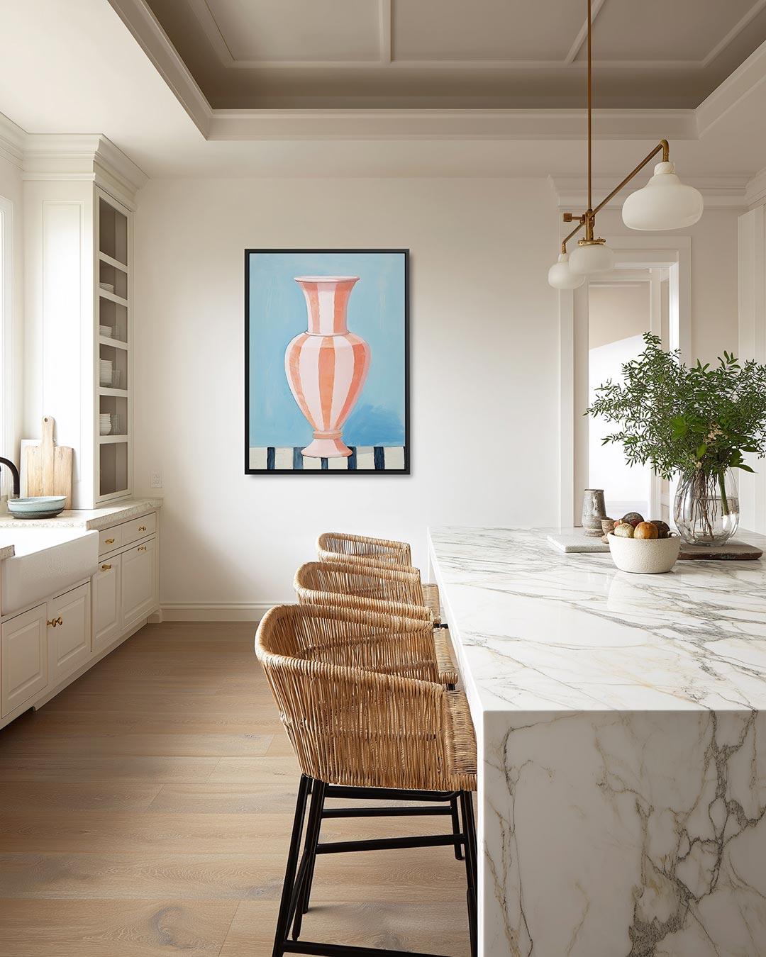 Gestreepte vaas Kunstwerk