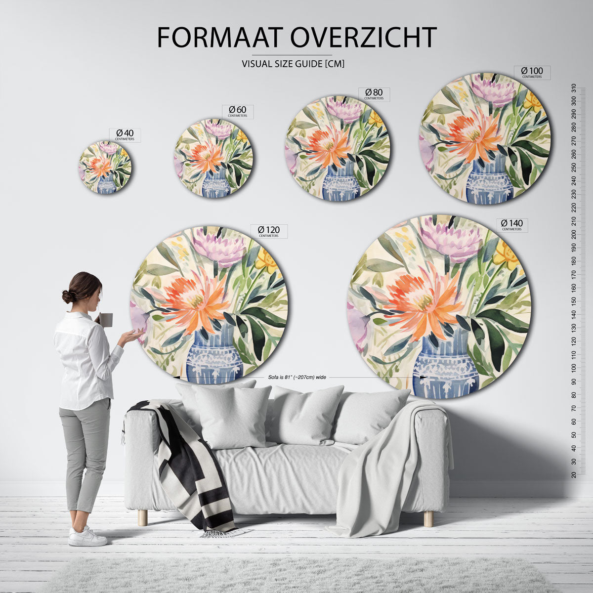 Bloemen in vaas Muurcirkel