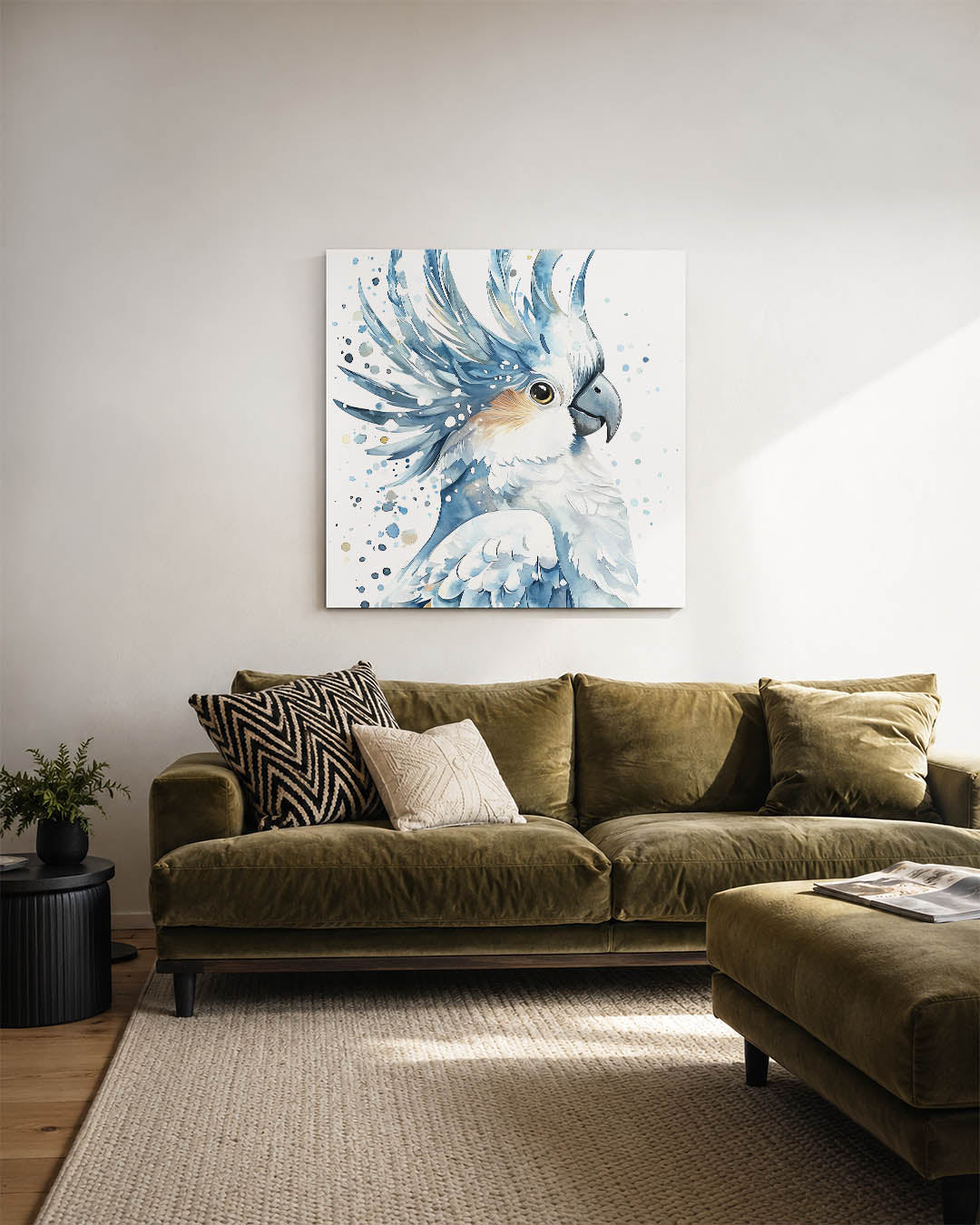 Vogelsilhouet in blauwtinten Kunstwerk
