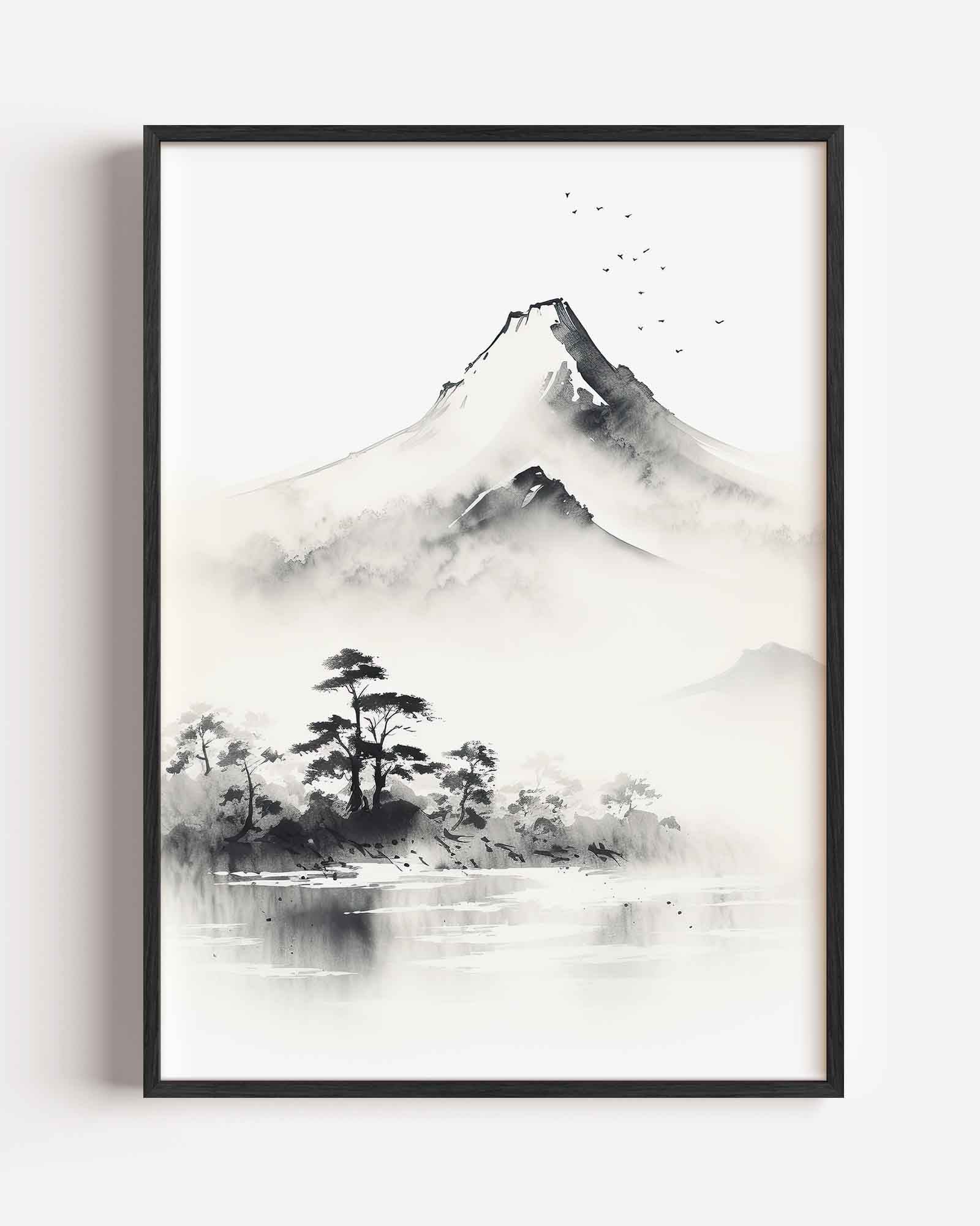 Berglandschap met vogels Poster
