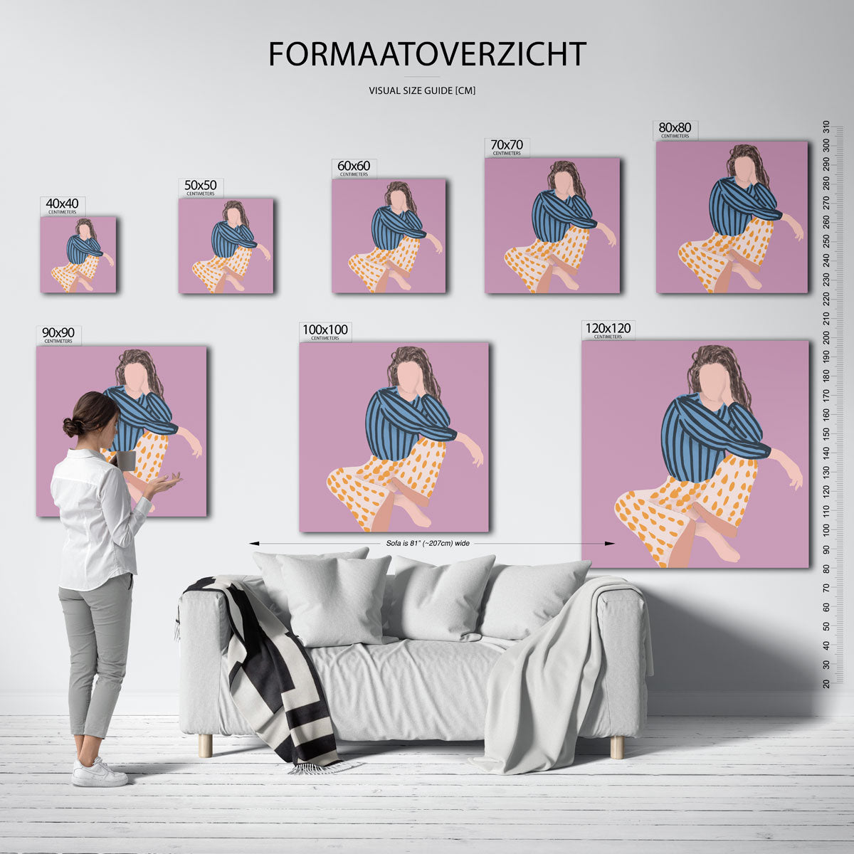 Vrouw in gestreepte blouse Poster