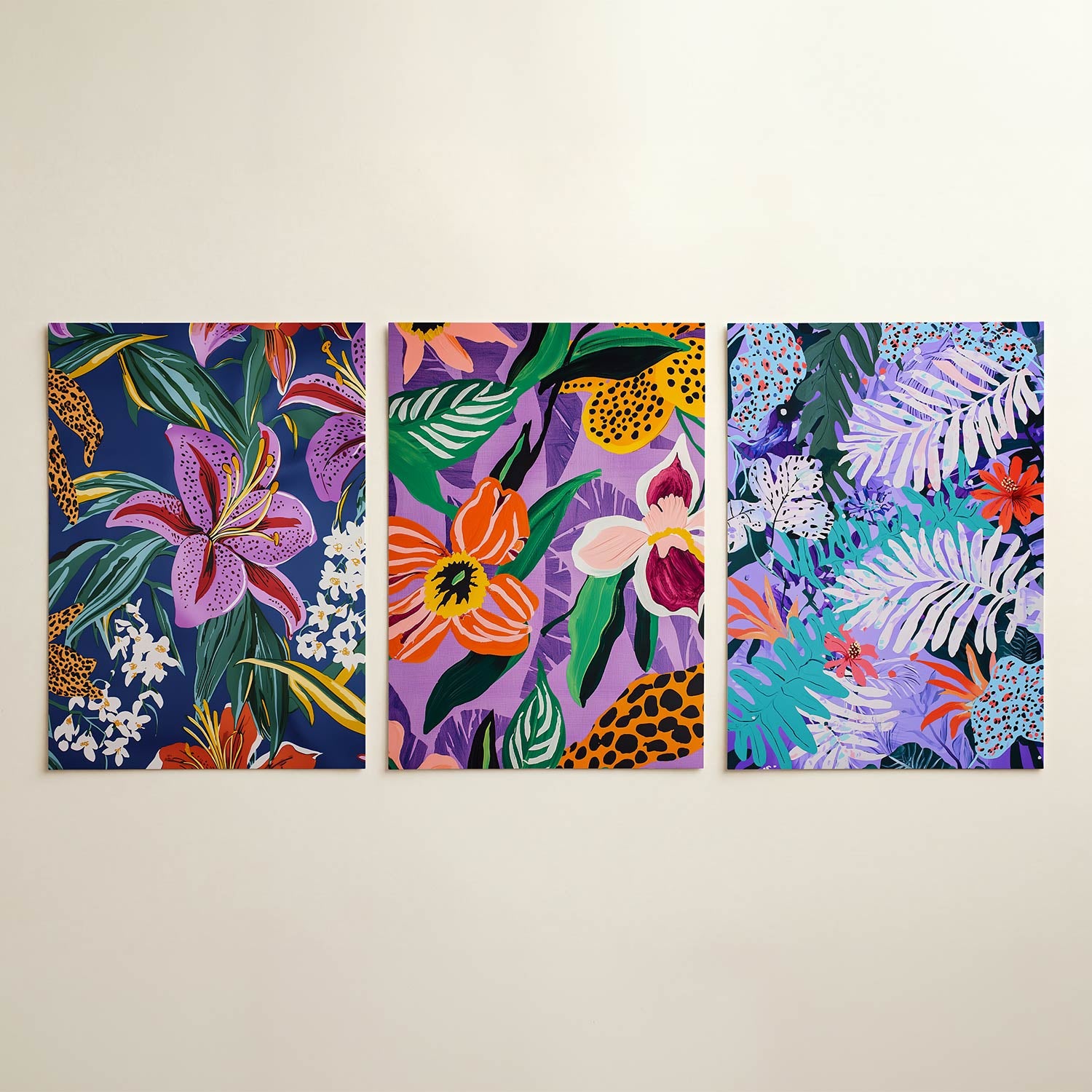 Bloemrijke kleurvlakken Posterset