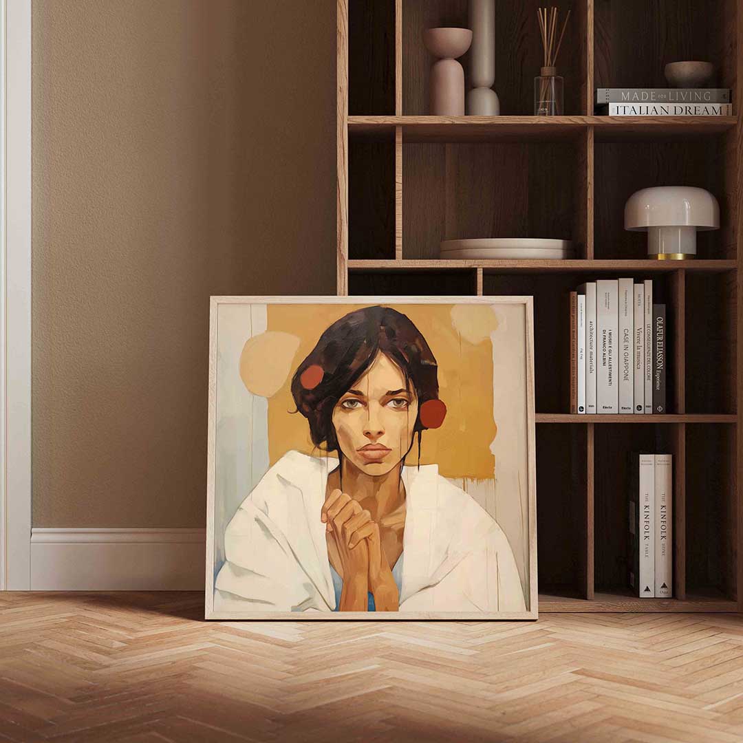 Vrouw met witte doek Poster