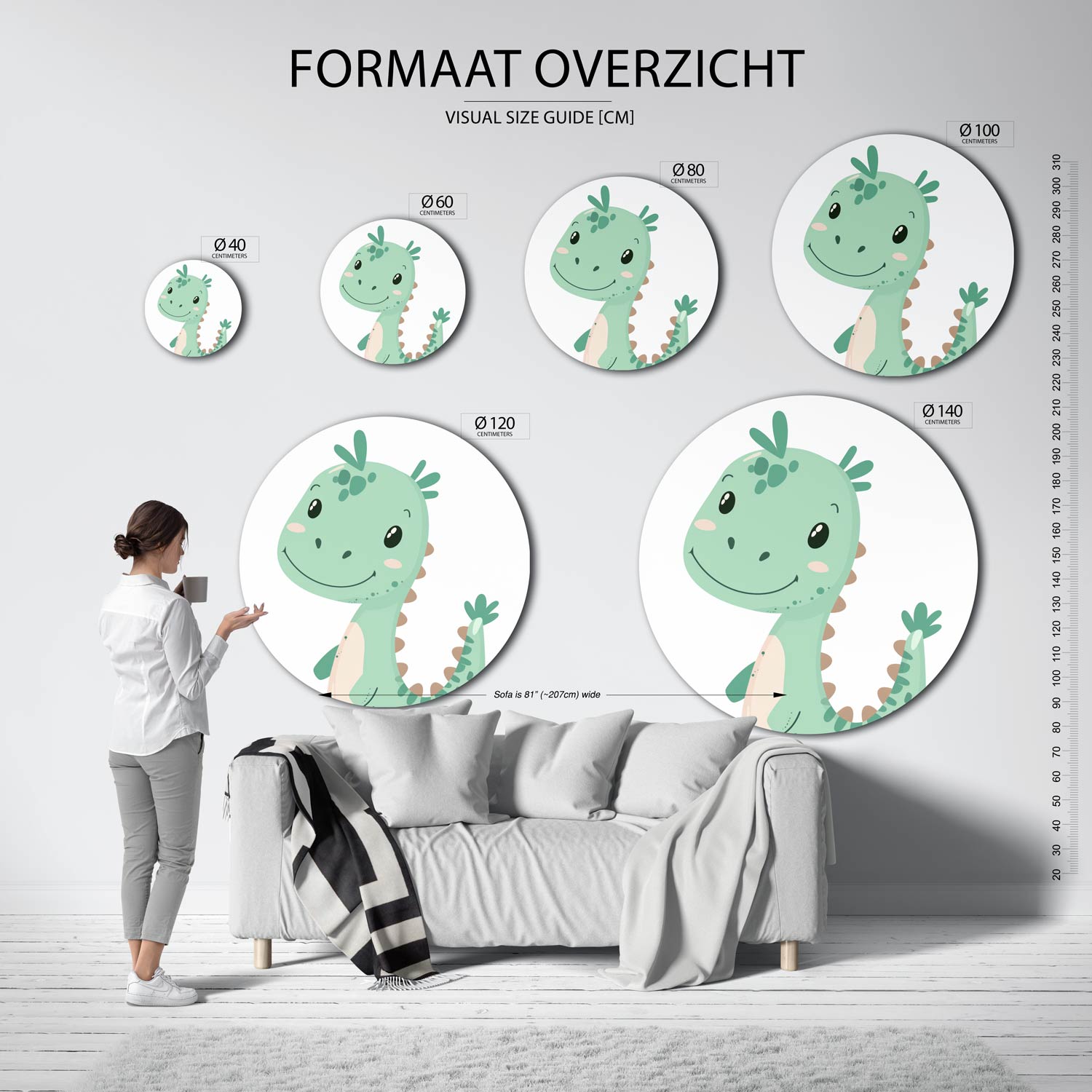 Groene dinosaurus Muurcirkel