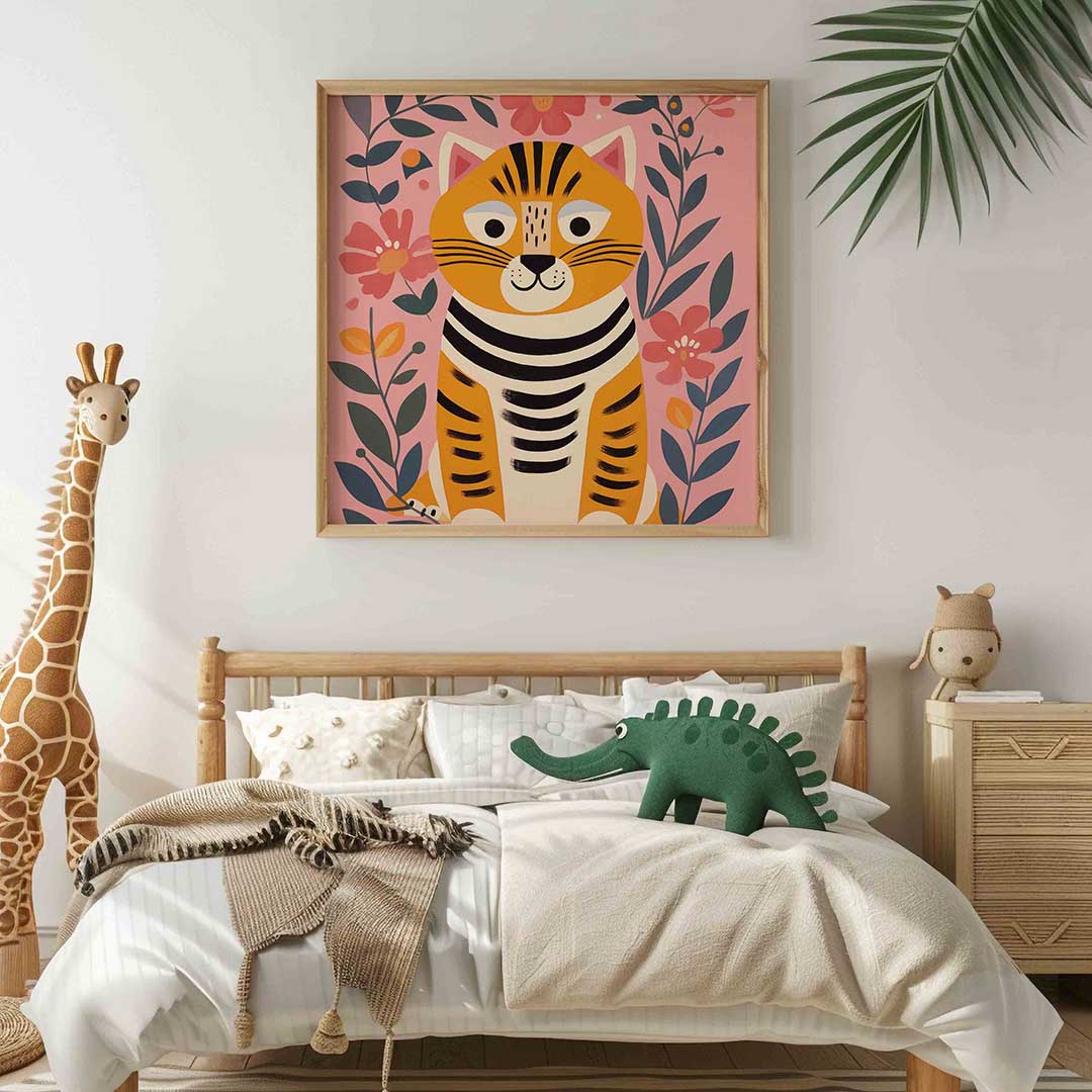 Kat met bloemen Poster
